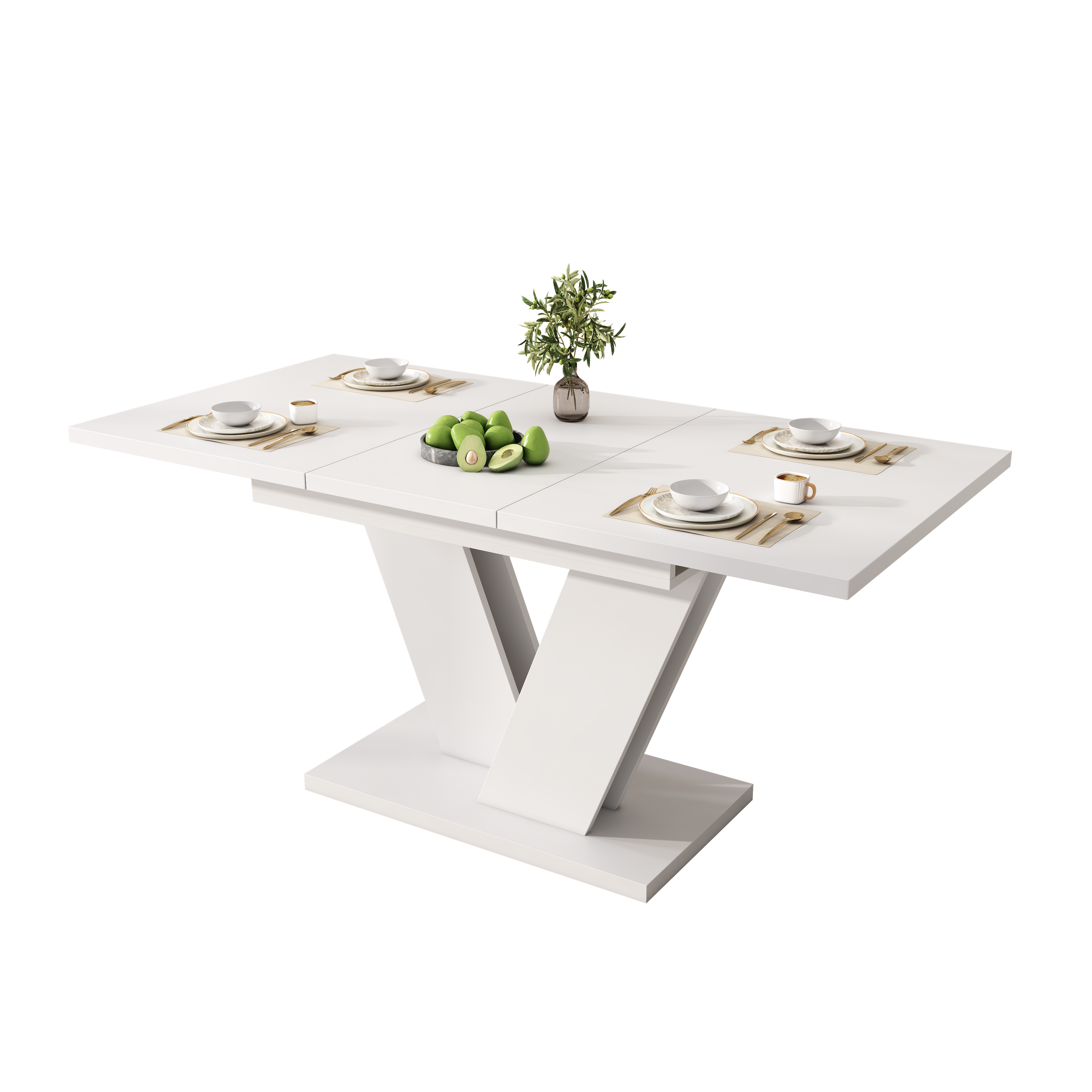 Ensemble table et chaises, 7 pièces, 1 table + 6 chaises, table et 6 chaises, tissu, blanc - vue 7