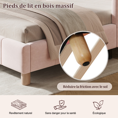 Tête de lit inclinée et pieds bois