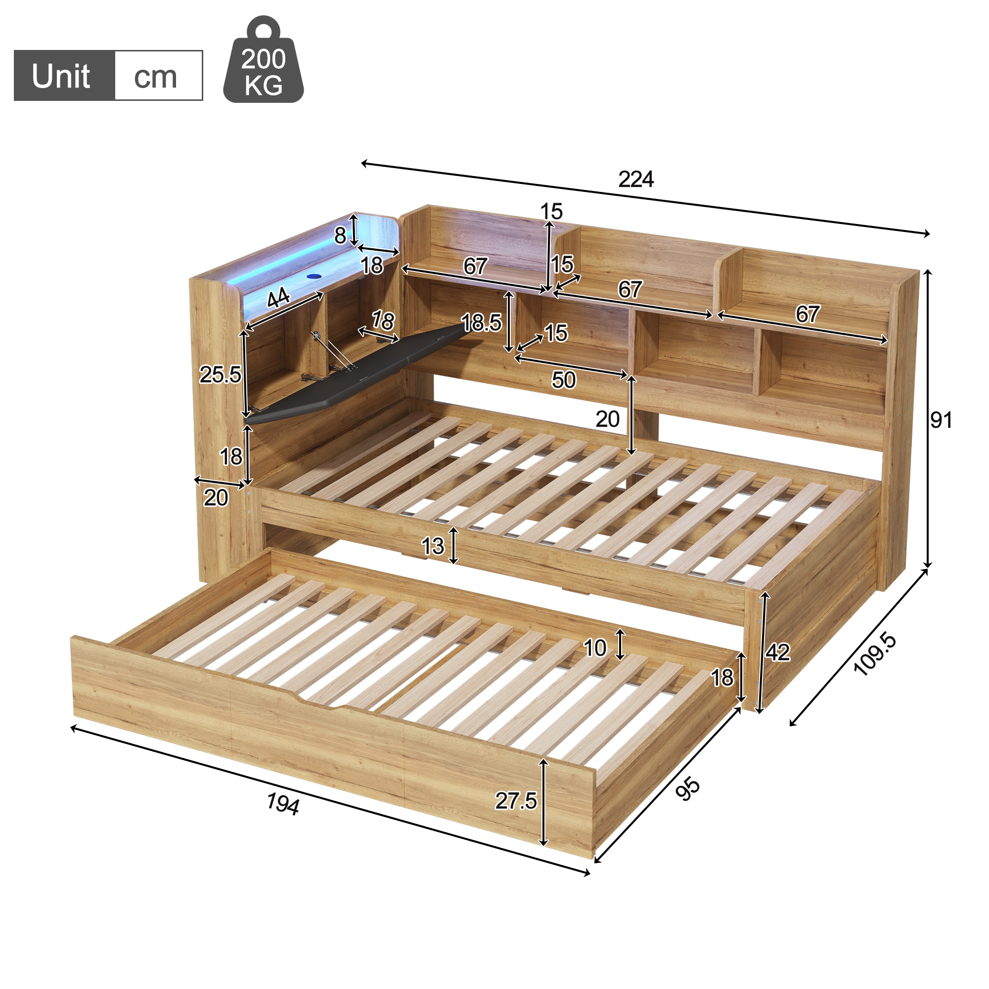 Dimensions lit enfant 90x200 + tiroir