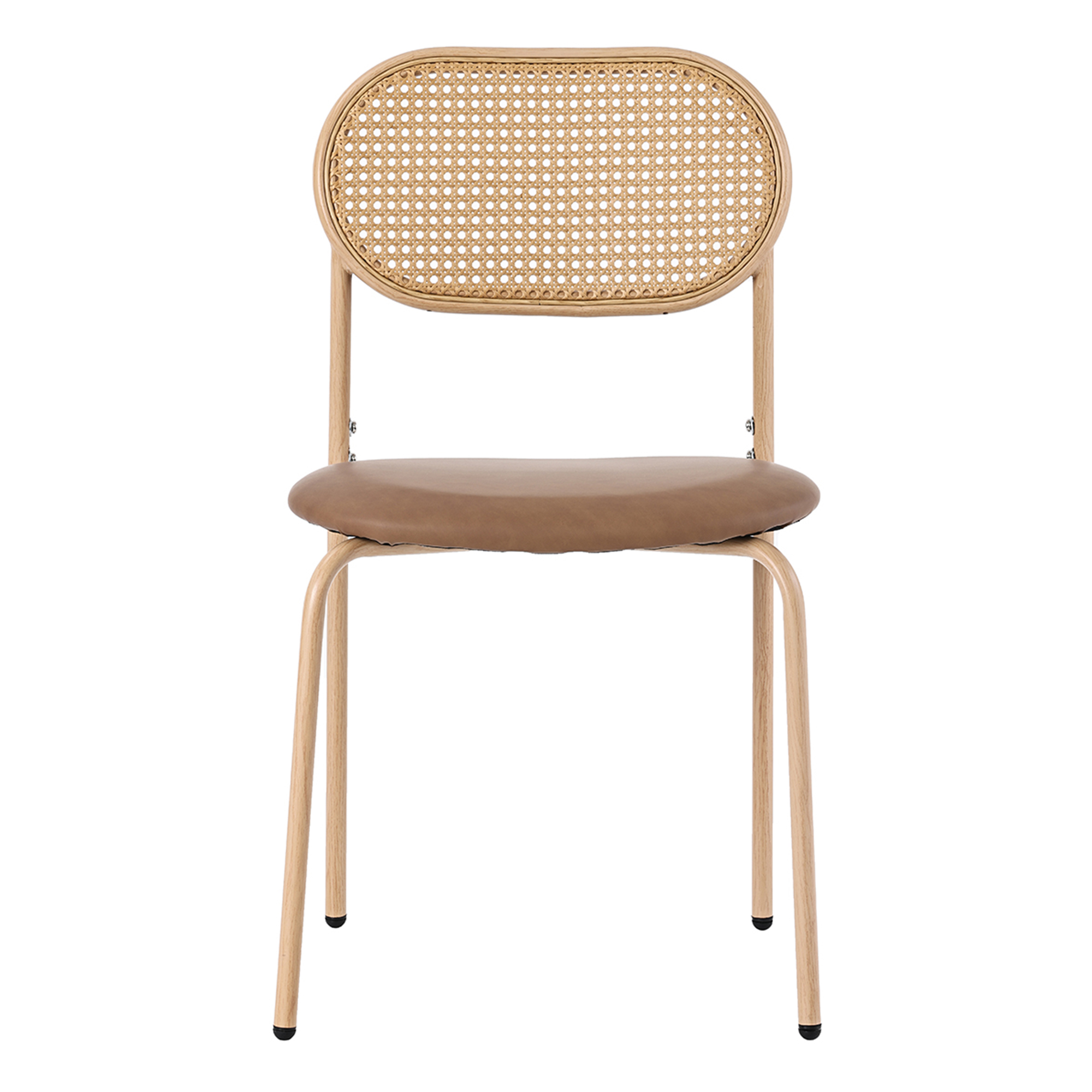 Chaise de salle à manger, lot de 4, détails en rotin, métal et rotin, marron - vue 5