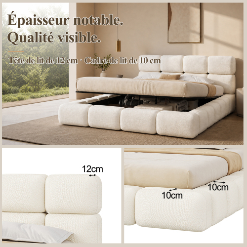 Rembourrage épais du lit coffre 200x200
