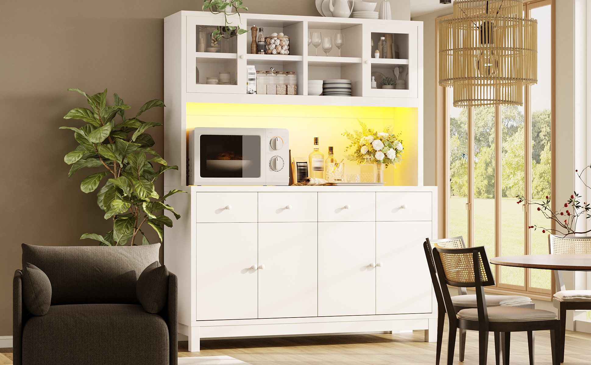 Hochbuffetschrank 140*38.5*180cm mit App-gesteuert