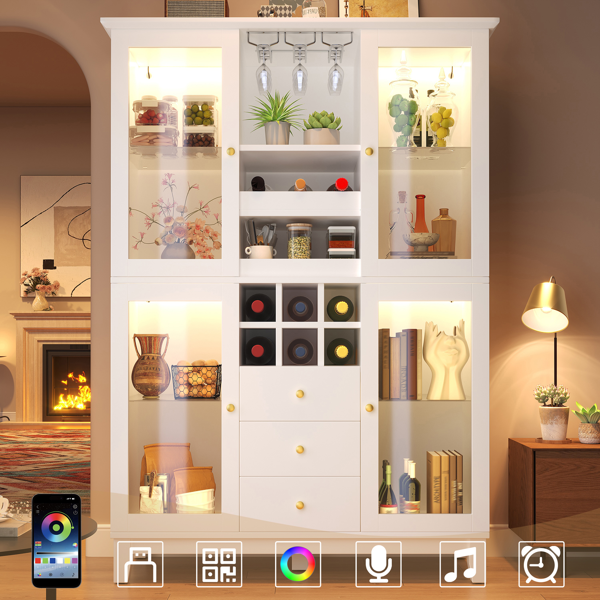 Weinschrank mit App-gesteuerter LED-Beleuchtung, 1