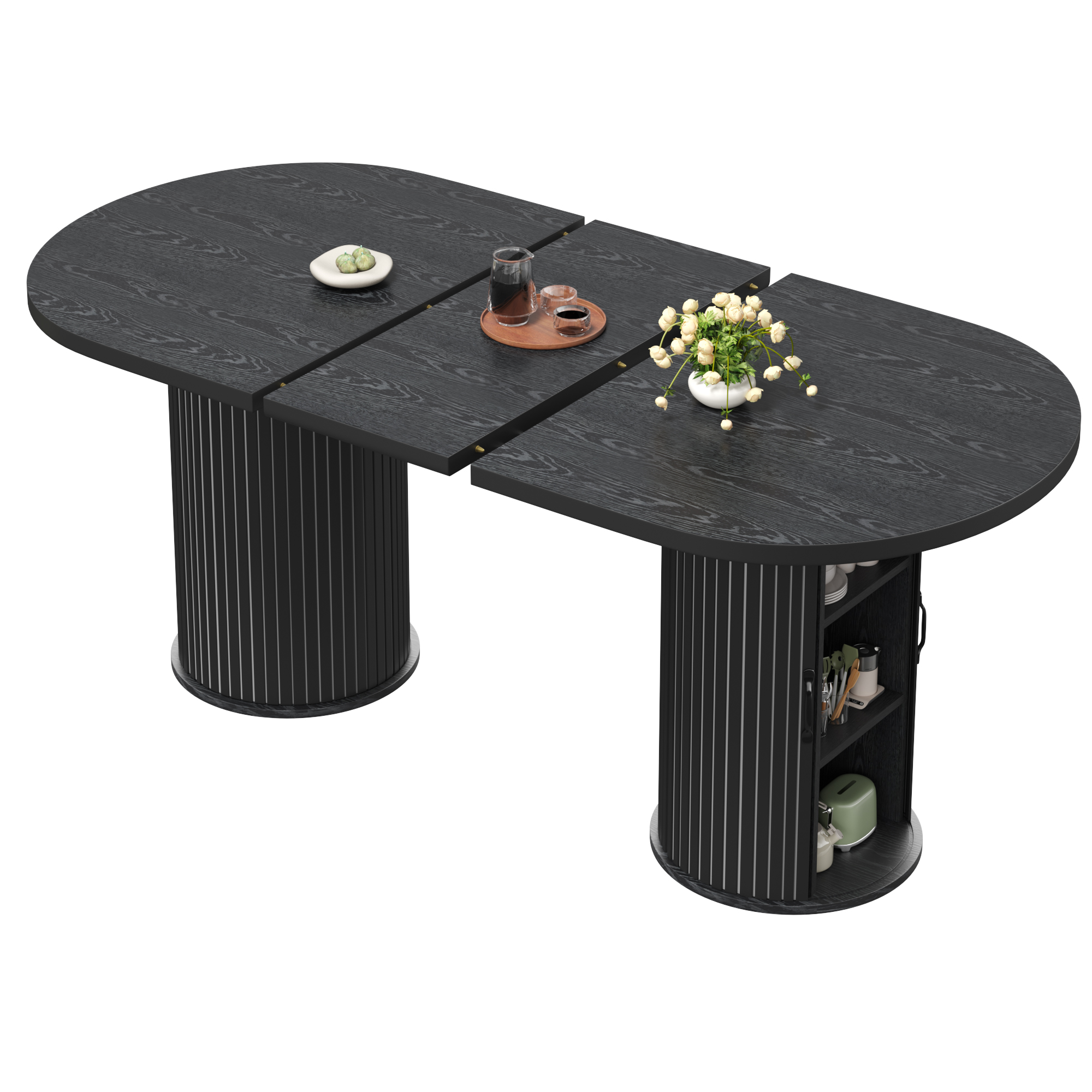 Table à manger extensible télescopique 150–190 × 80 × 75 cm avec rangement dissimulé - vue 1