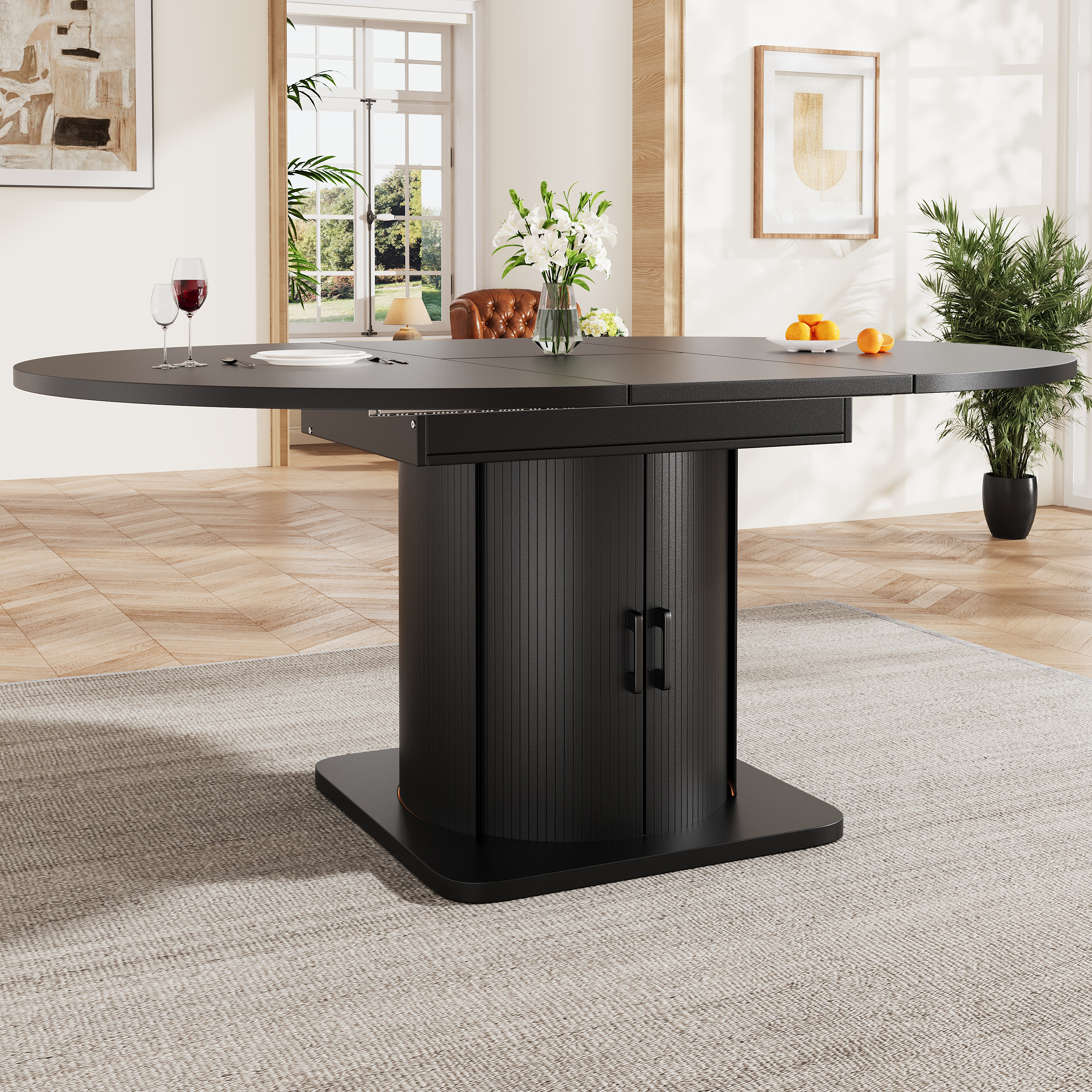 Ensemble de table à manger moderne (5 pièces), groupe de salle à manger avec table et chaises pour 4-6 personnes, ensemble de table à manger de cuisine, table à rallonge avec 4 chaises, table