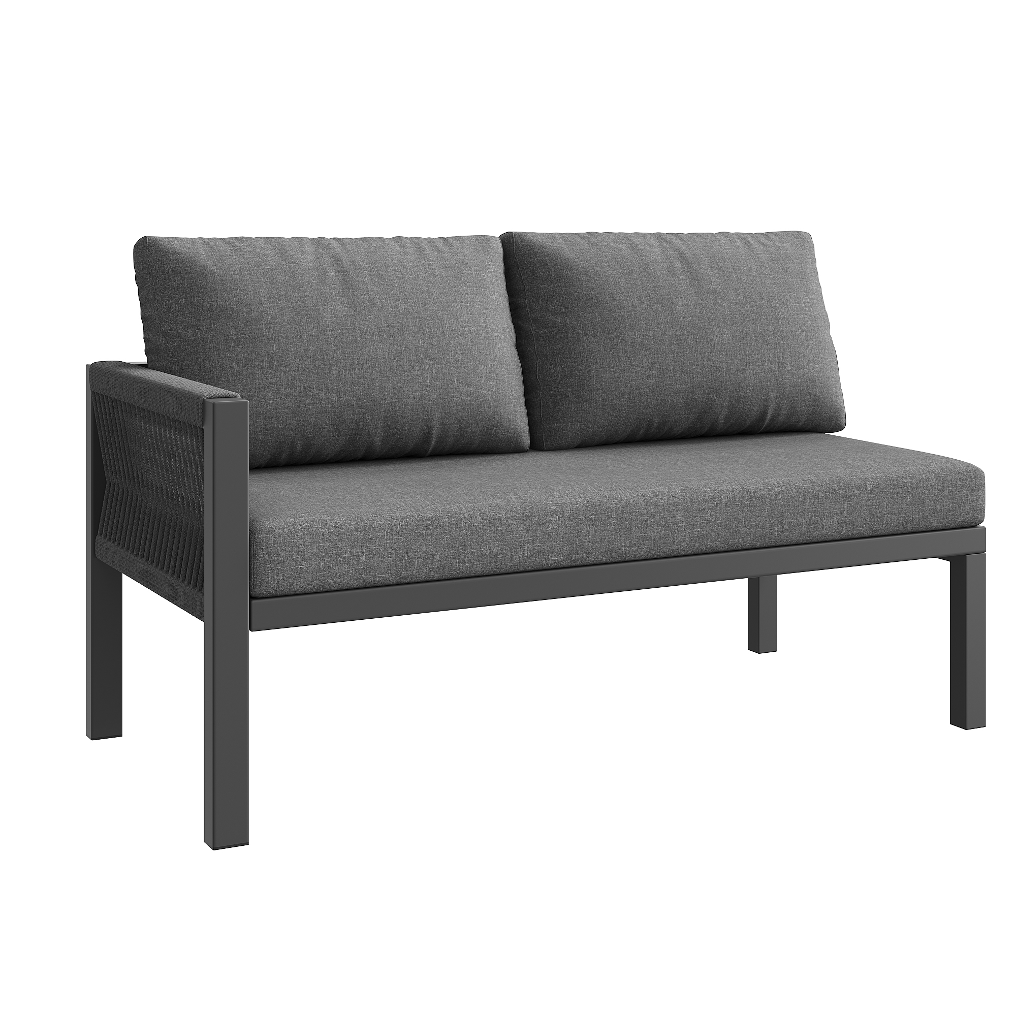 Ensemble salon de jardin complet gris pour terrasse et jardin