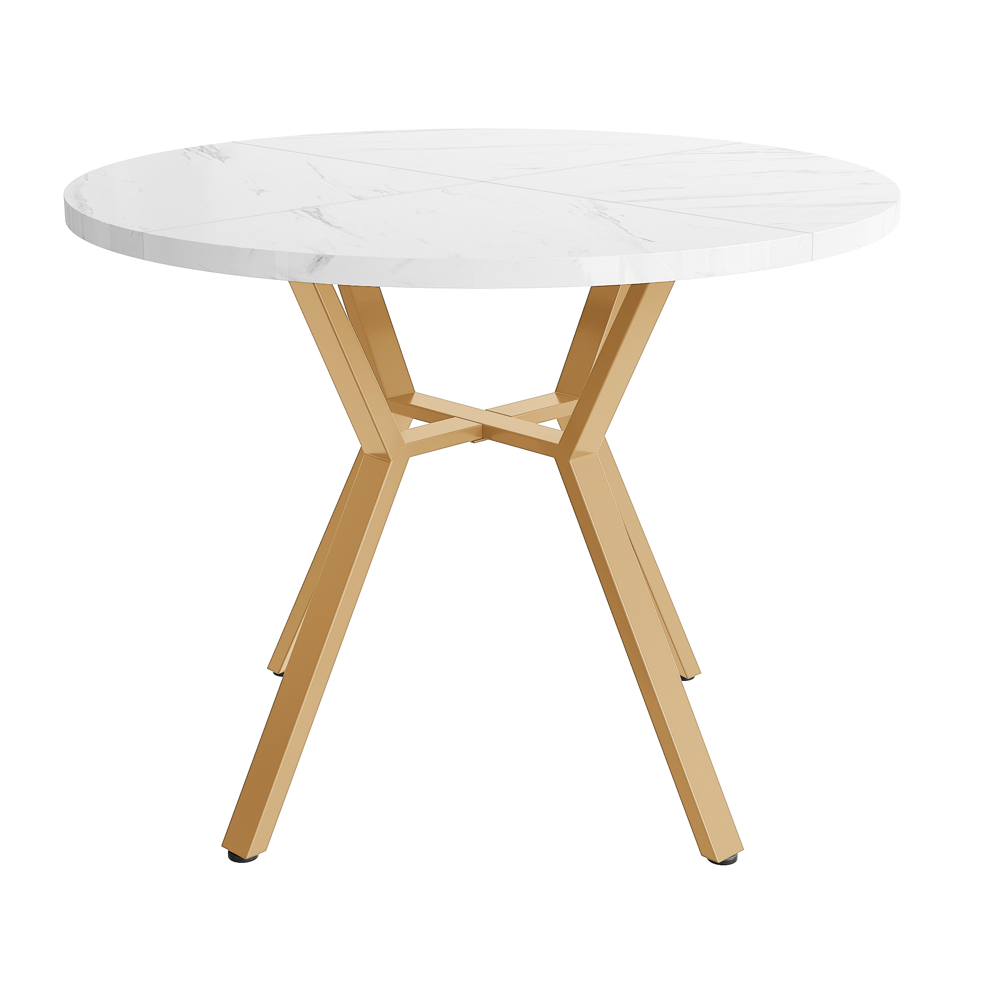 Table ronde doré blanc 100x100 vue 4