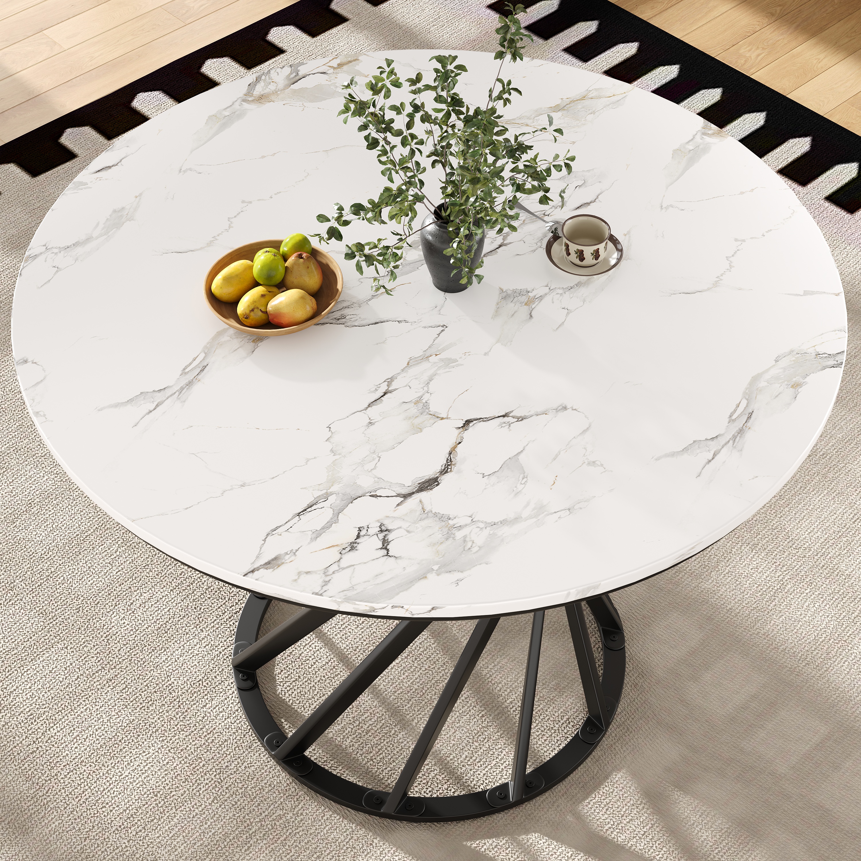 Table ronde black white vue 1