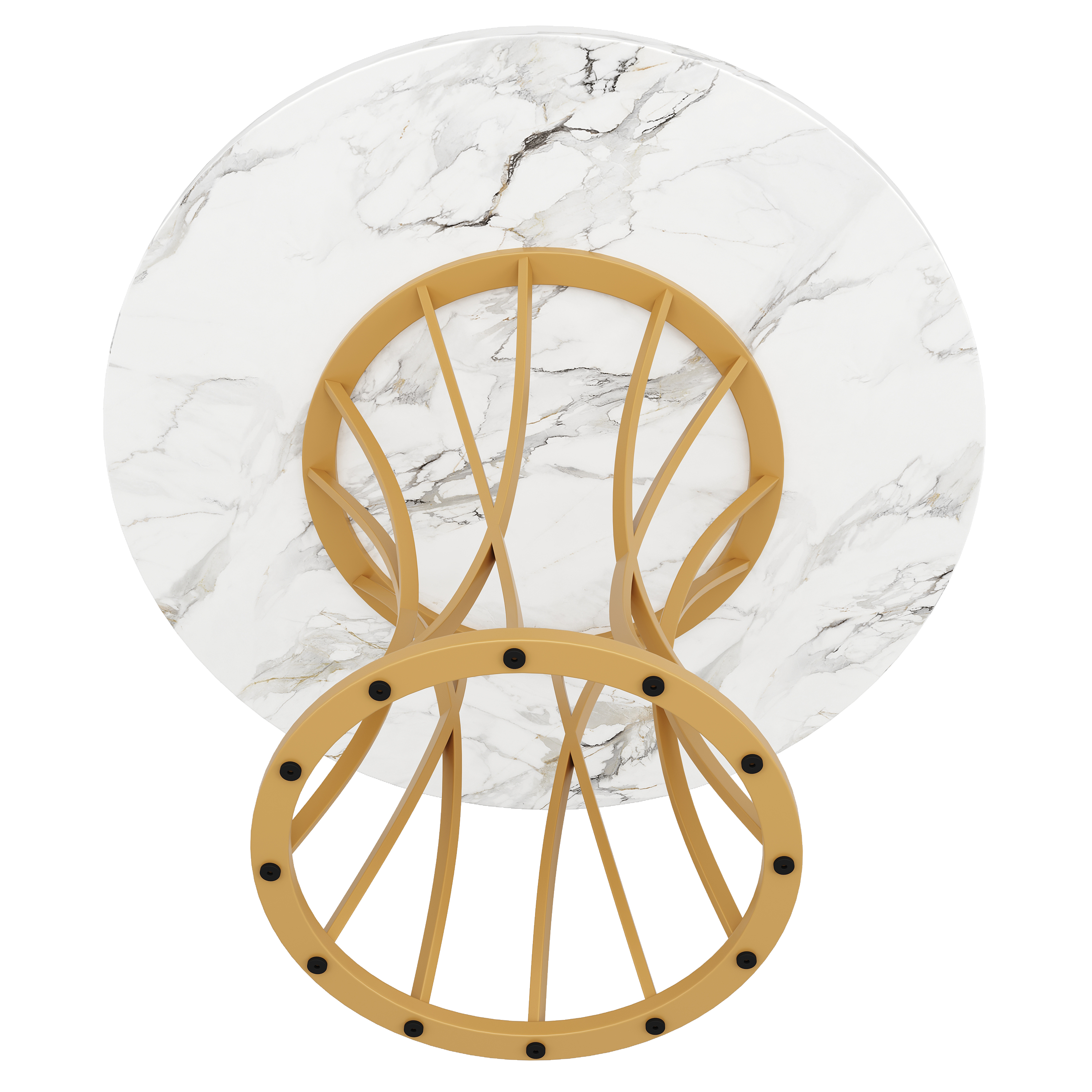 Ensemble table et chaises, 5 pièces, 1 table + 4 chaises, métal et velours, blanc - vue 1