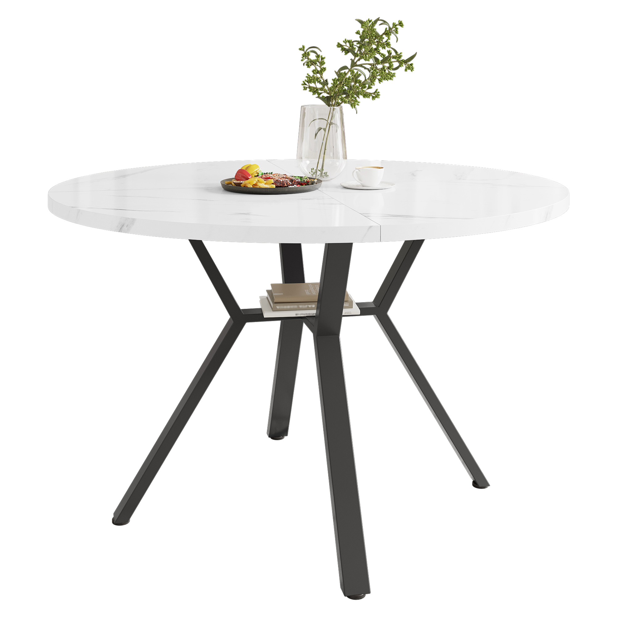 Table ronde black white 100x100 vue 4
