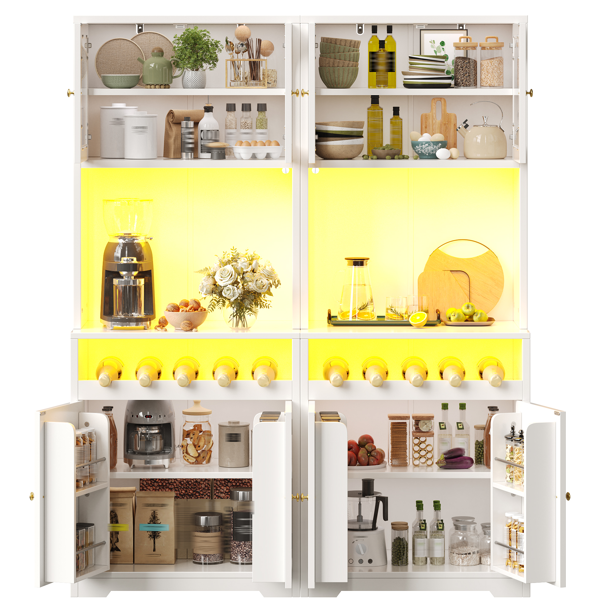 Set mit 2 weißen Hochbuffetschränken 180cm, jeweil