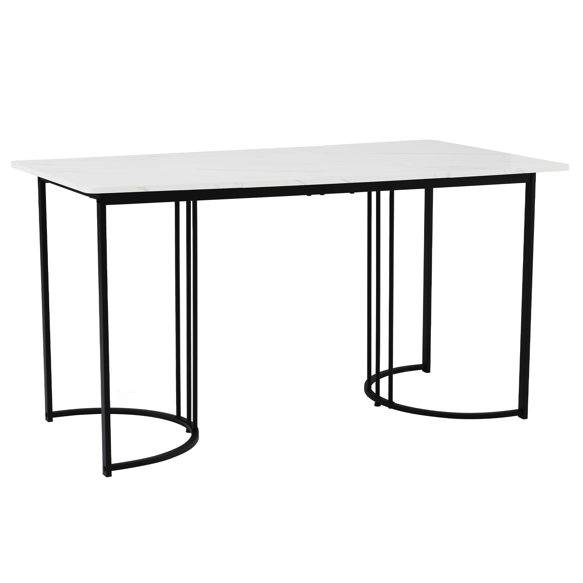 Ensemble table et chaises, 5 pièces, 1 table + 4 chaises, métal et tissu effet lin, gris foncé - vue 5