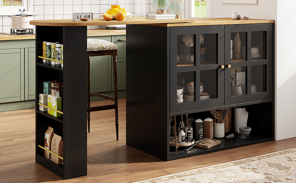 Buffet haut 138 cm extensible à 204 cm, portes verre trempé, poignées métal, MDF, pour salon et entrée, design élégant, beaucoup de rangement, style moderne, stabilité, facile montage, décoration - image 10