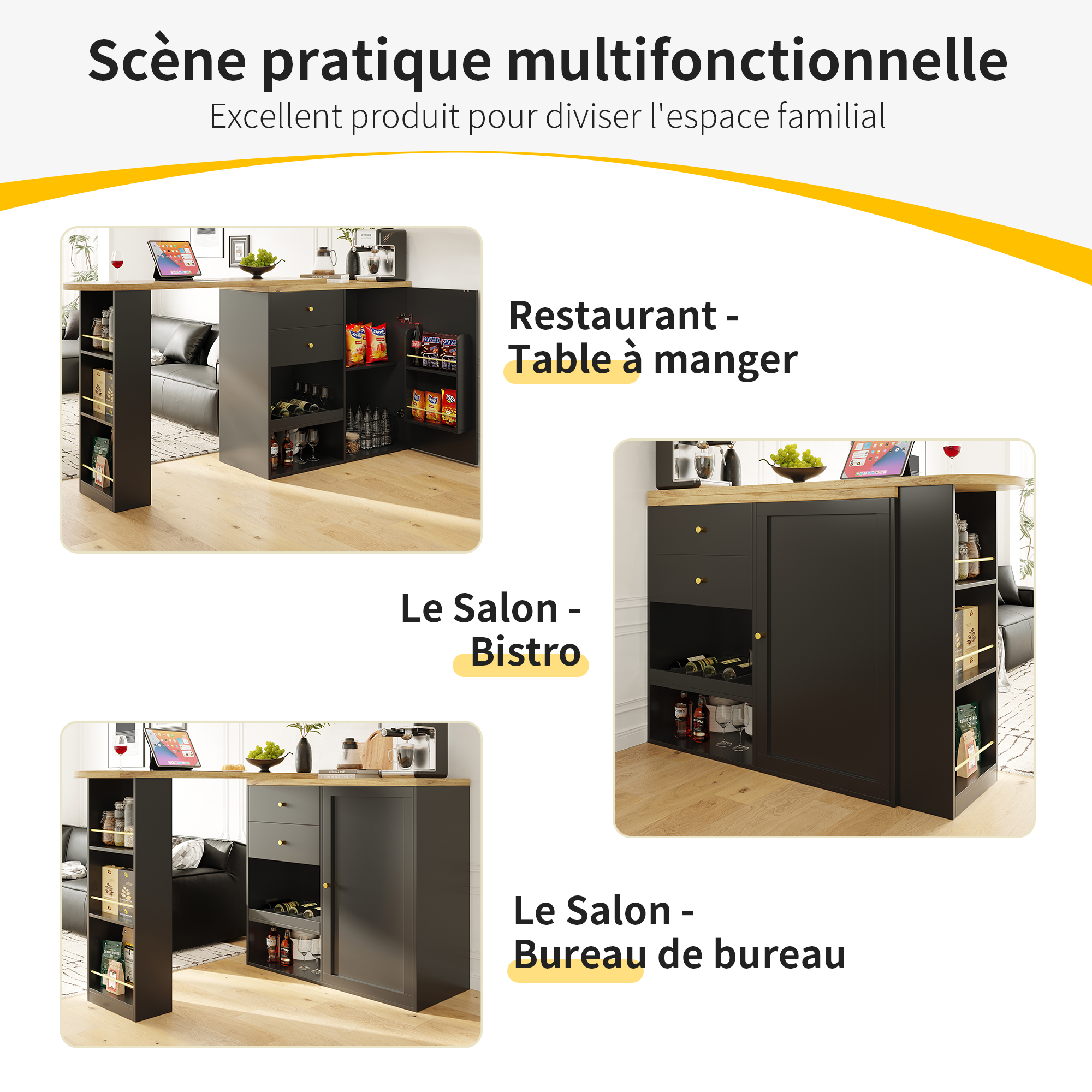 Utilisation polyvalente meuble de rangement