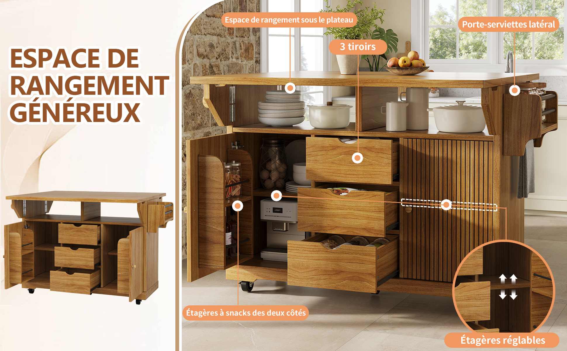 Détail du desserte de cuisine