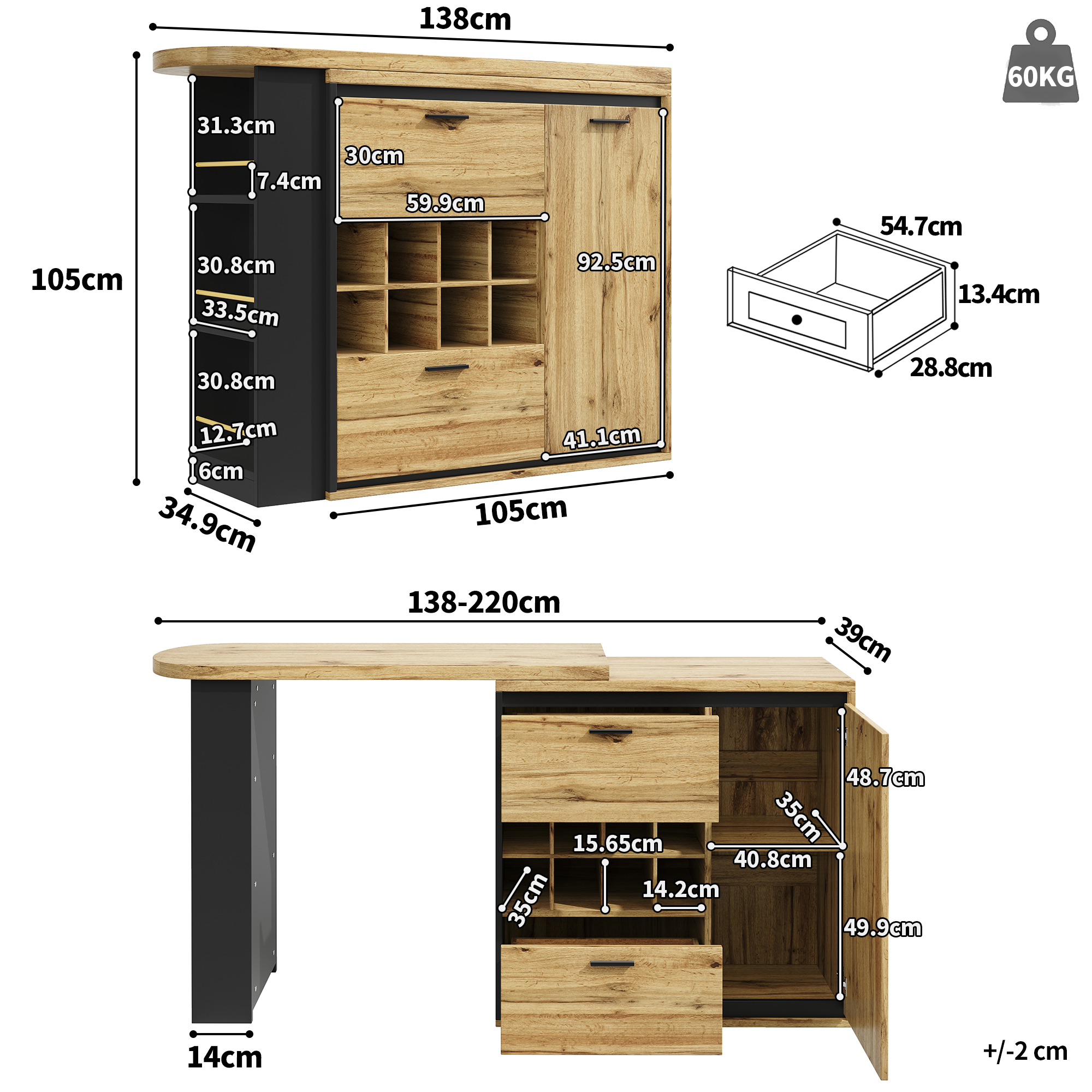 Dimensions du table à manger