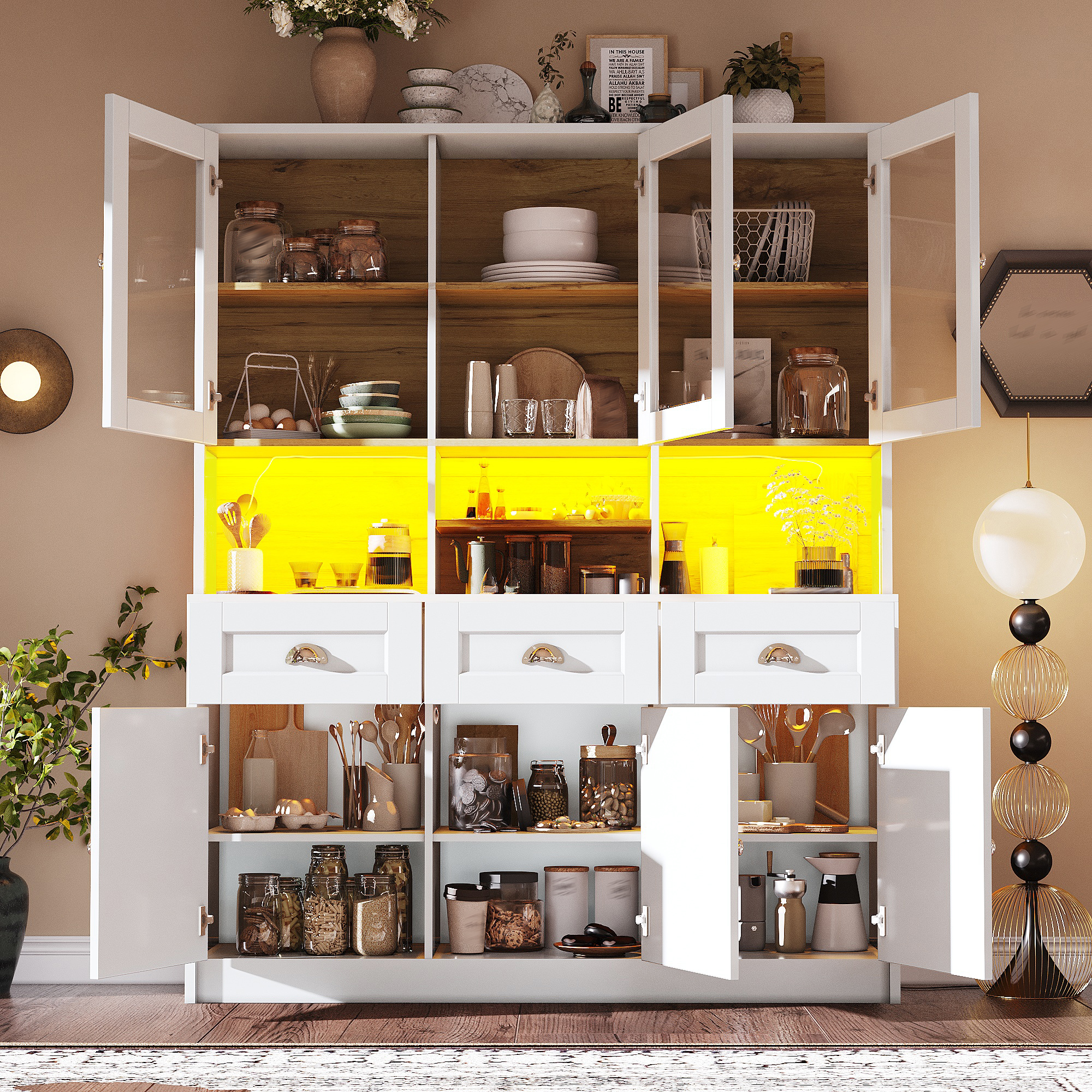 Küchenschrank(140×40×175cm), Hochschrank Küchenbuf