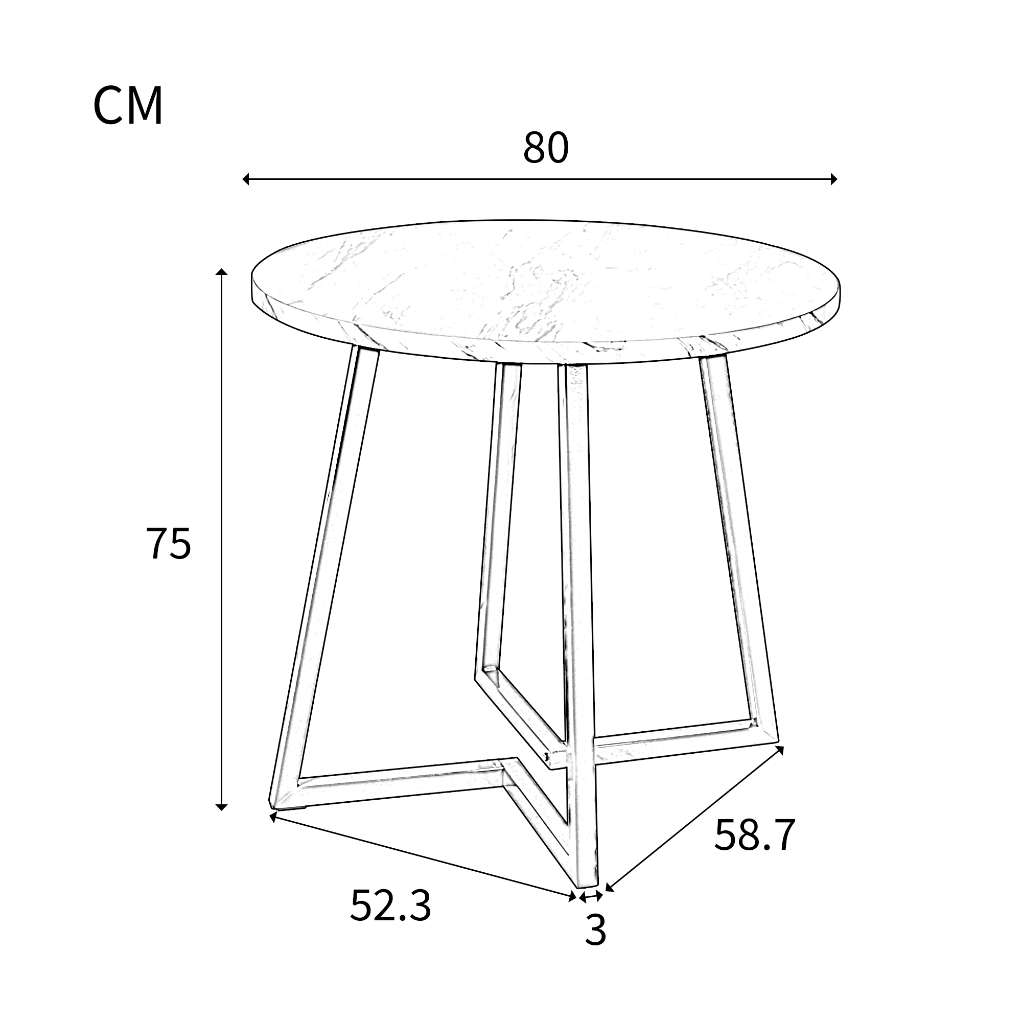 Table à manger, métal et MDF, blanc - vue 1