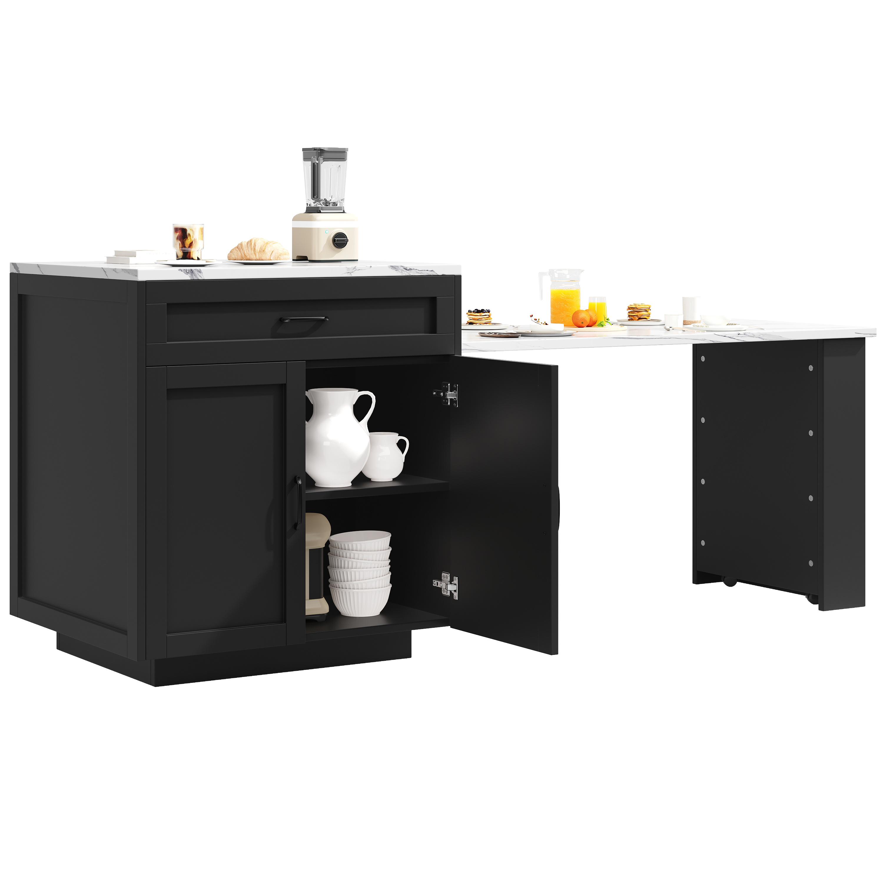 Rangement integre tiroirs et compartiments