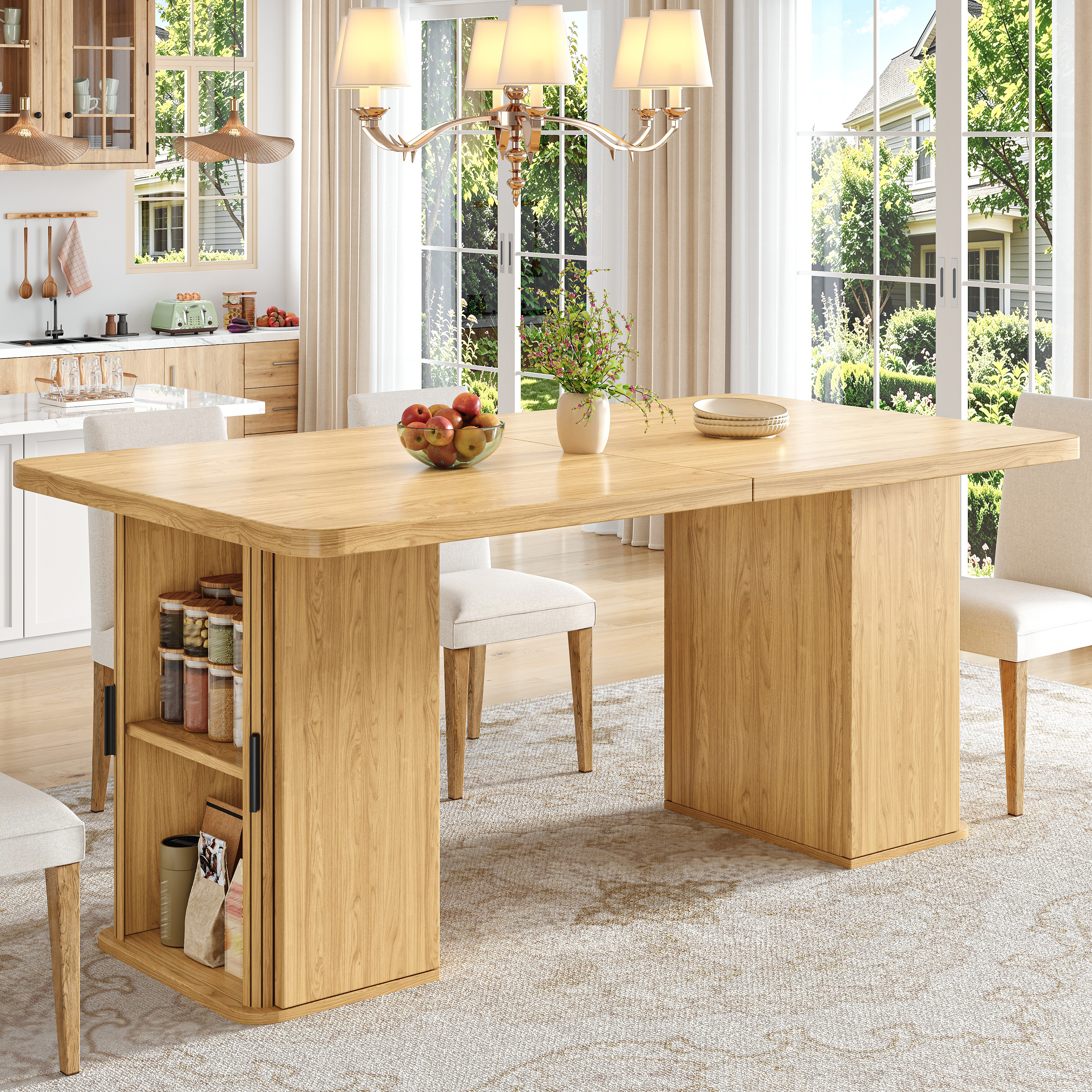 Rangement latéral ouvert à décor bois naturel
