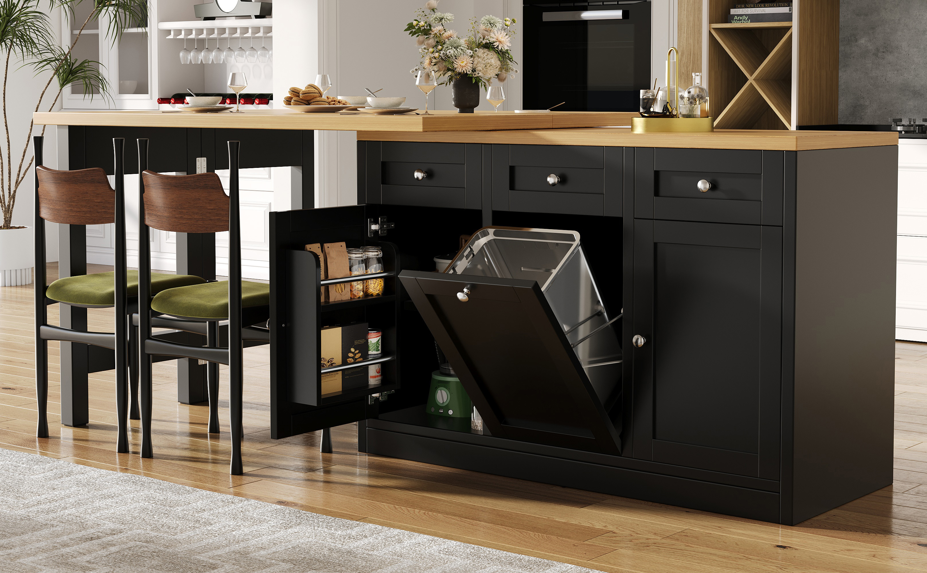 Table de bar extensible avec rangement