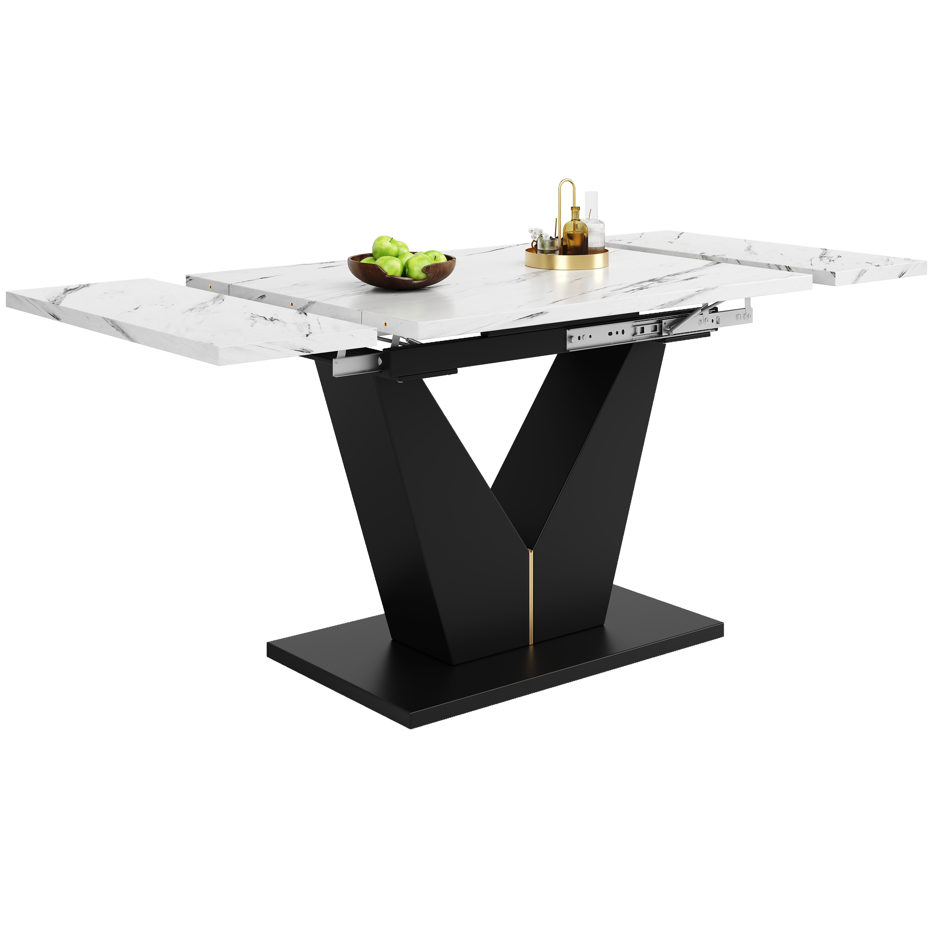Table extensible blanc noir vue 2
