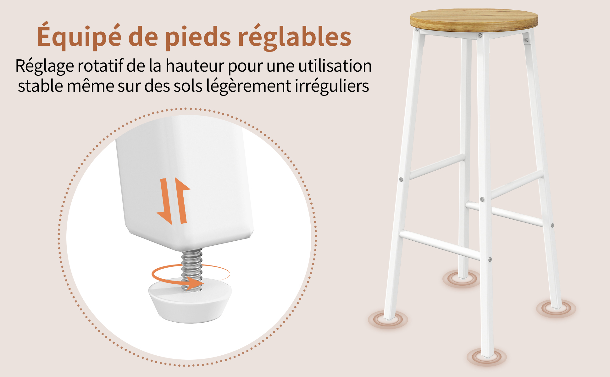 Détail du tabouret de bar