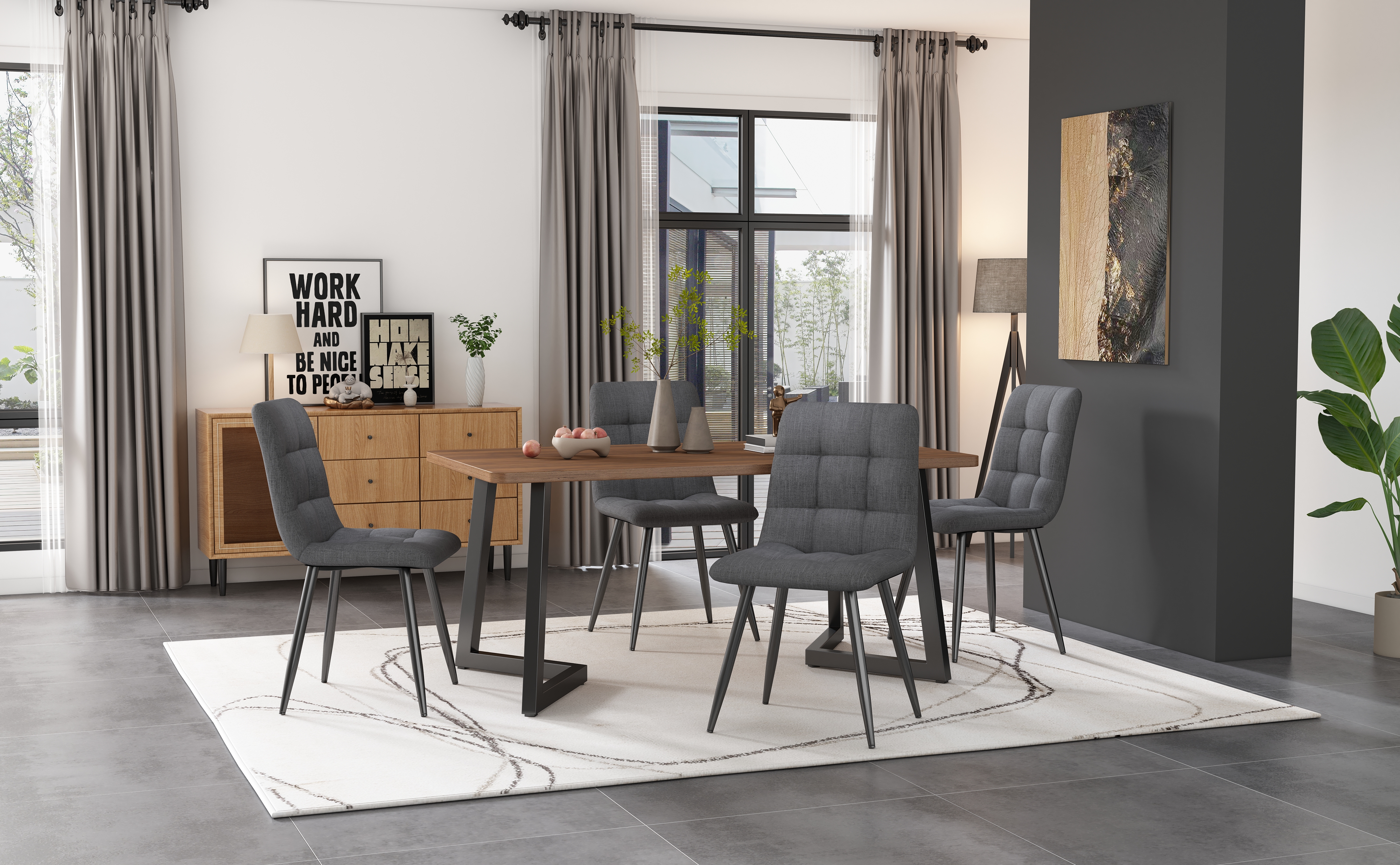 Table noyer noir vue 3
