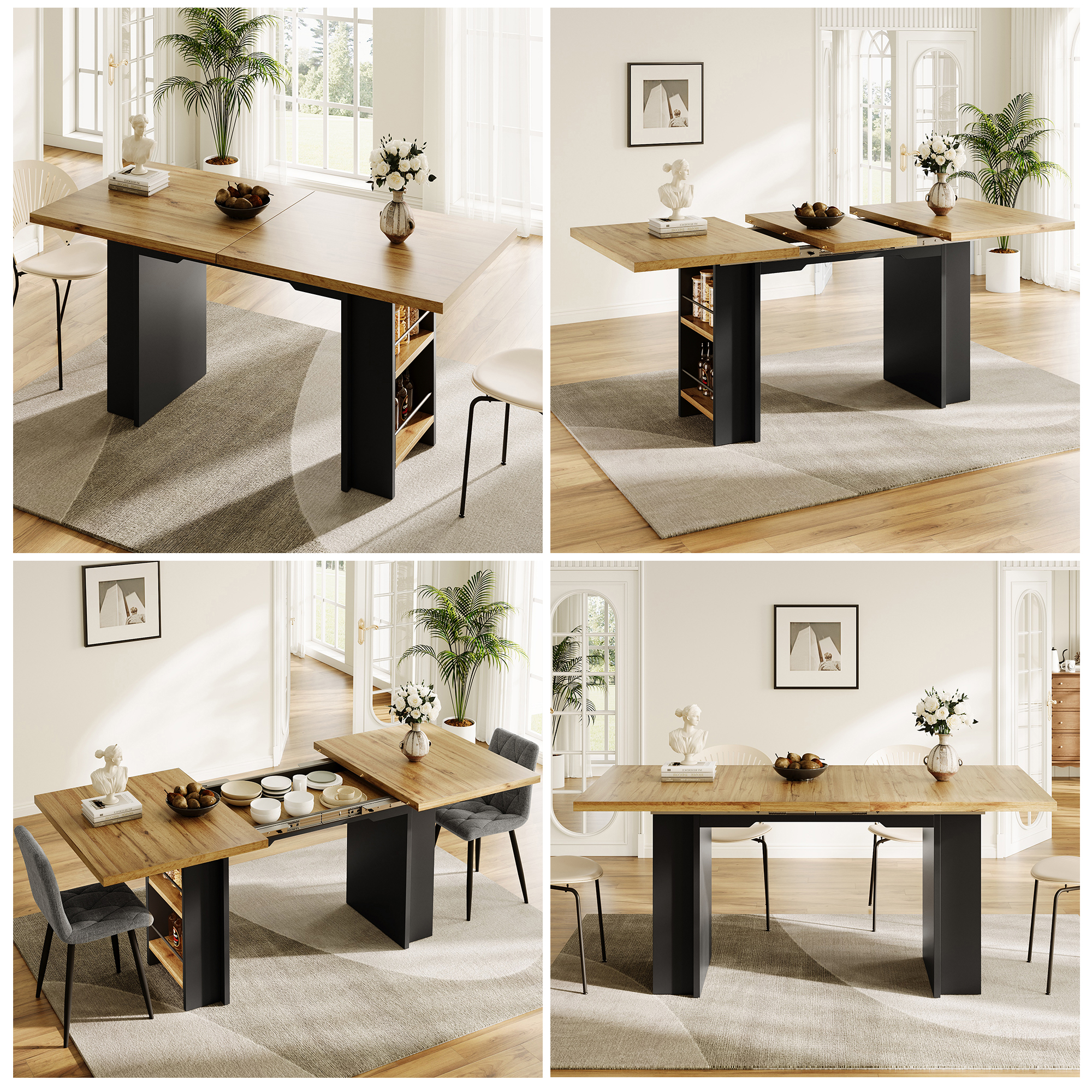 Esstisch Teleskoptisch (120-160×80cm), Tisch mit R