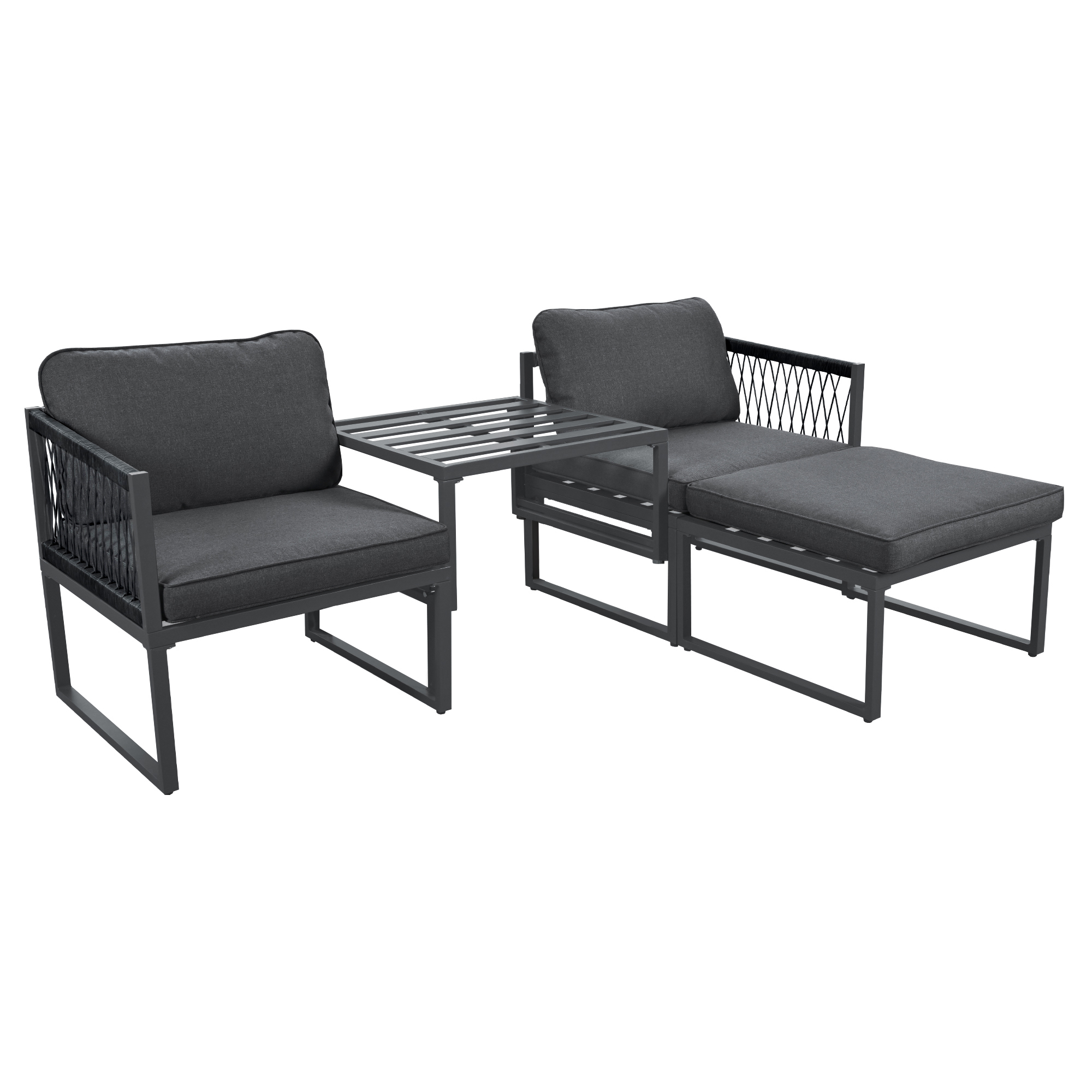 Ensemble mobilier de jardin modulable réglable