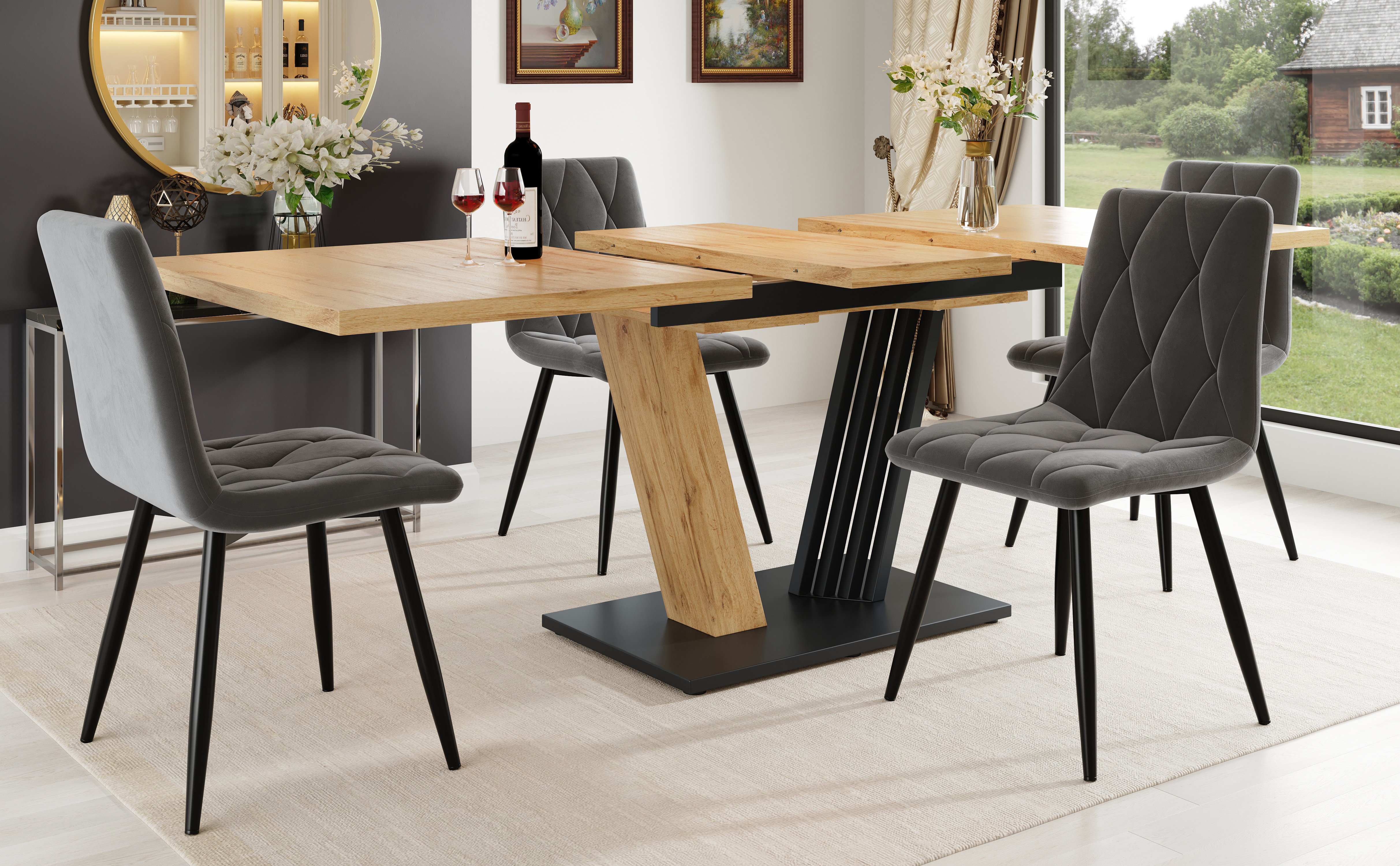 Table extensible bois 160 vue 1