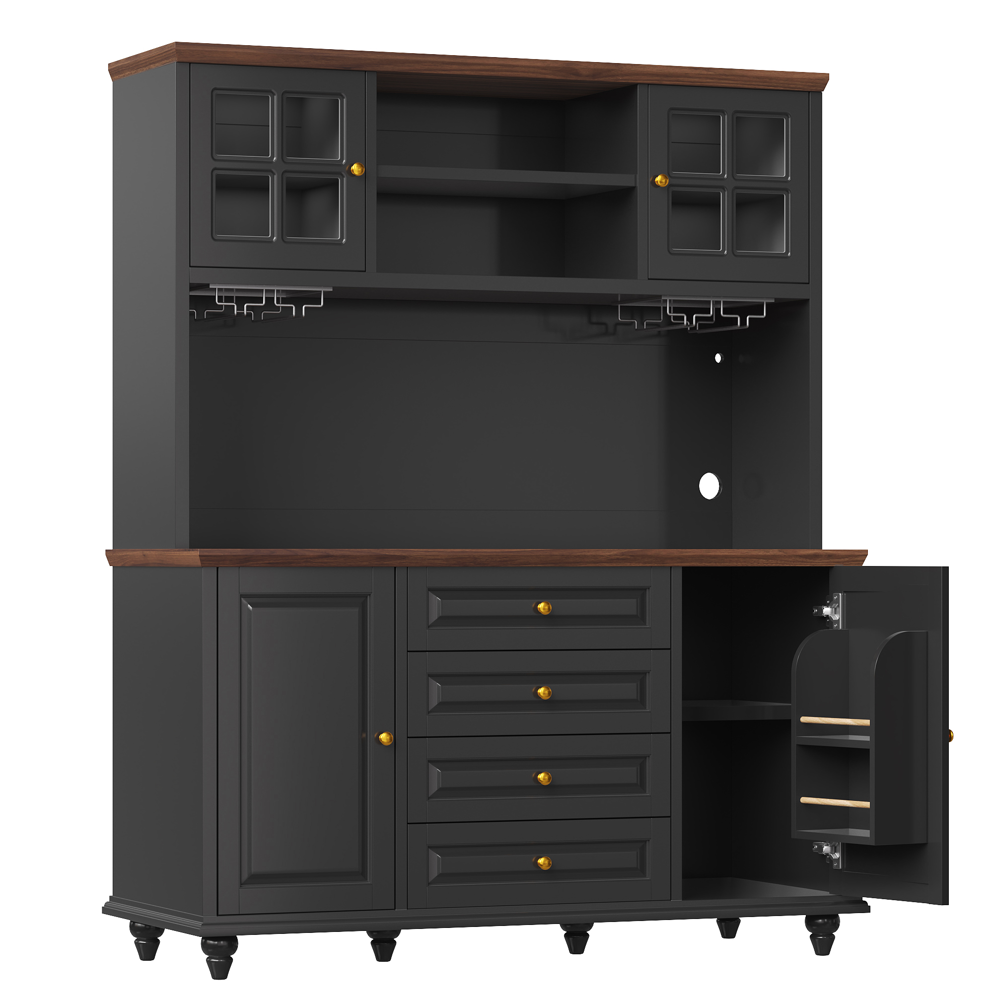 Highboard Küchenschrank mit RGB-LED-Beleuchtung, v