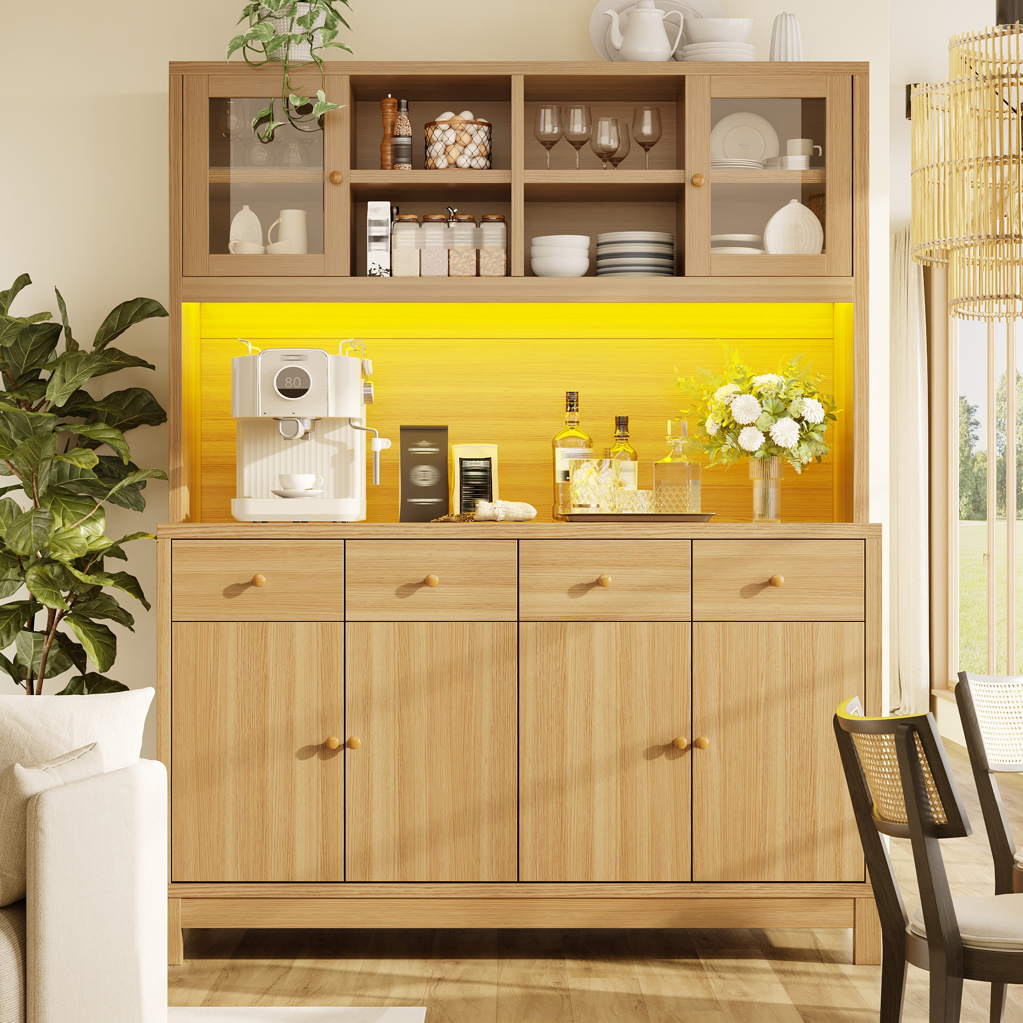 Hochbuffetschrank 140*38.5*180cm mit App-gesteuert