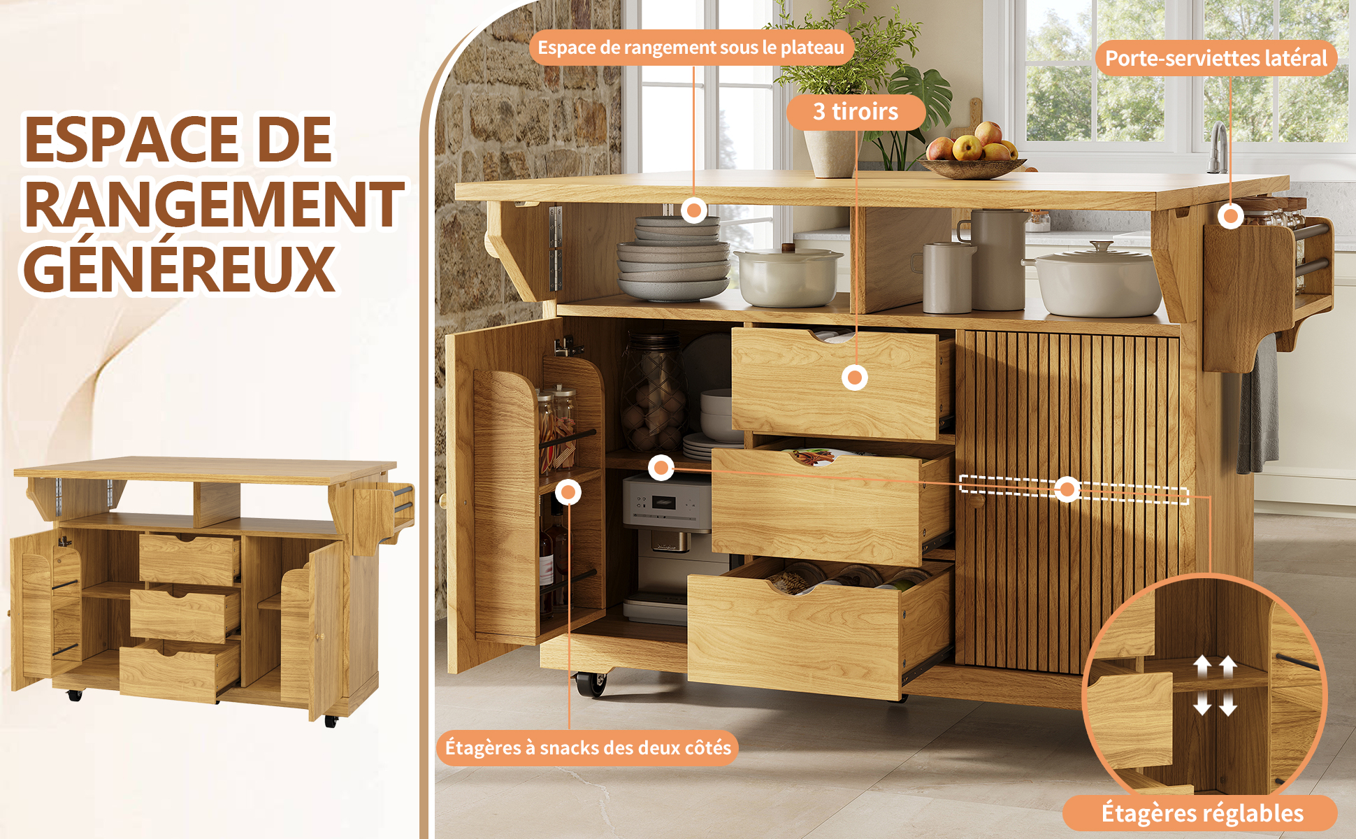 Détail du desserte de cuisine