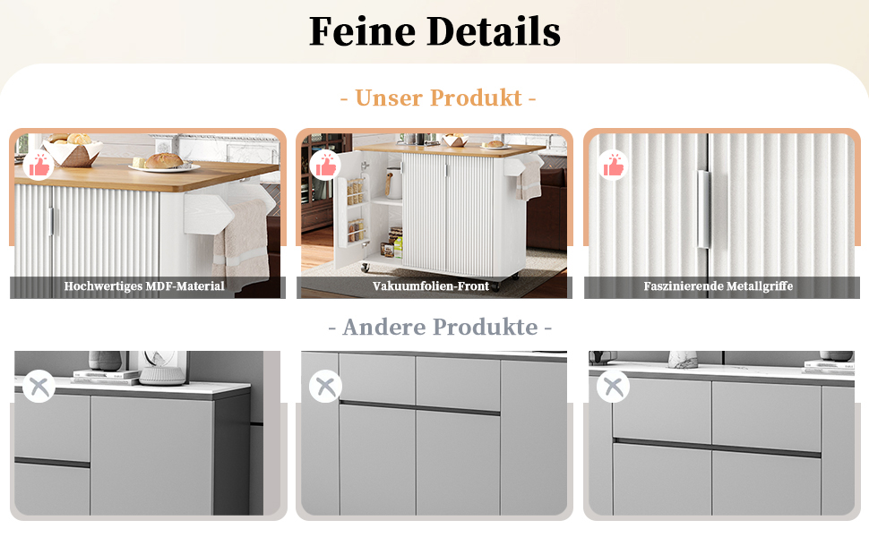 Kücheninsel, Speisewagen mit Holzmaserung, Buffet,
