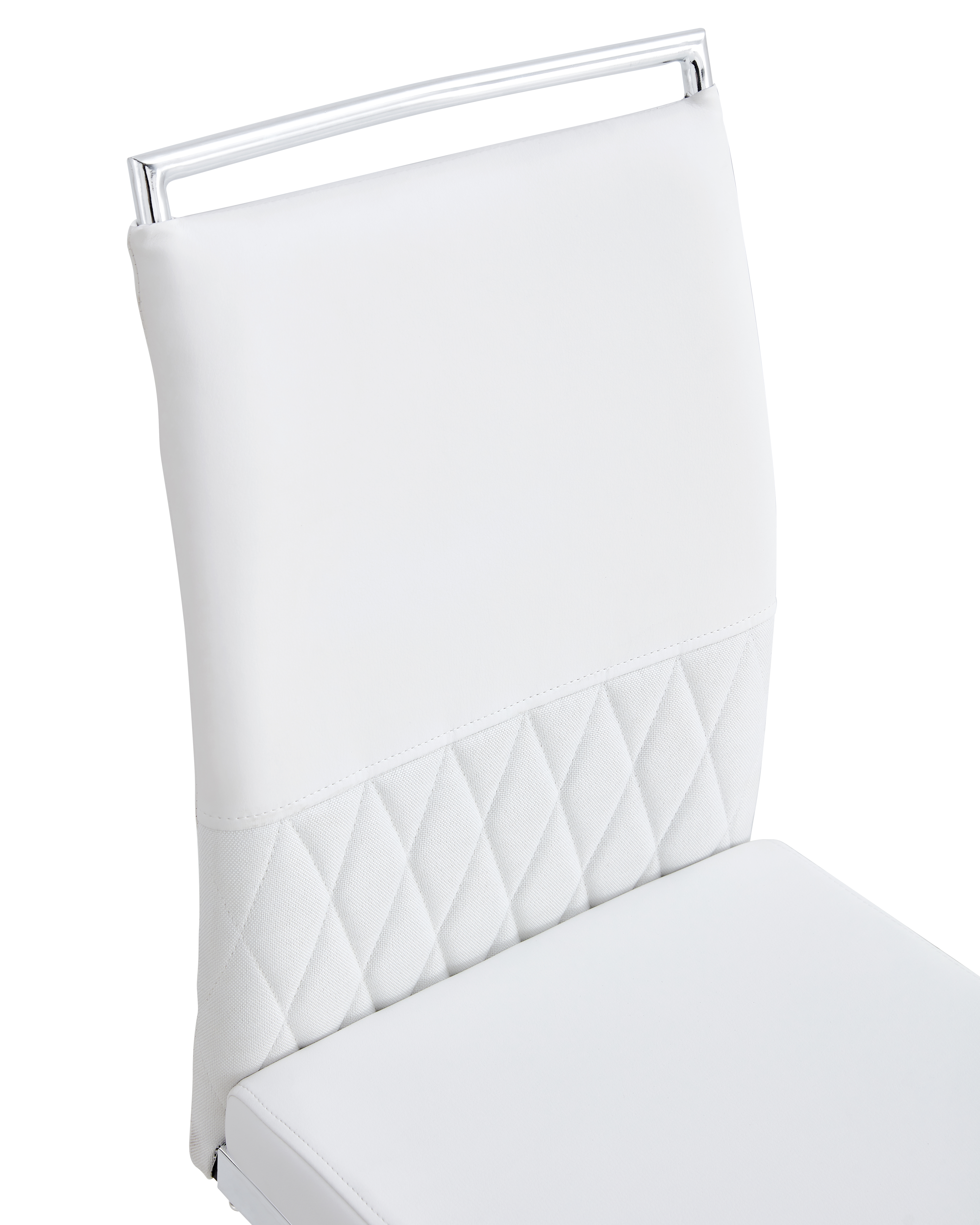 Chaise de salle à manger, lot de 2, assise rembourrée, 42 x 48 x 95 cm, similicuir et tissu effet lin, blanc - vue 4