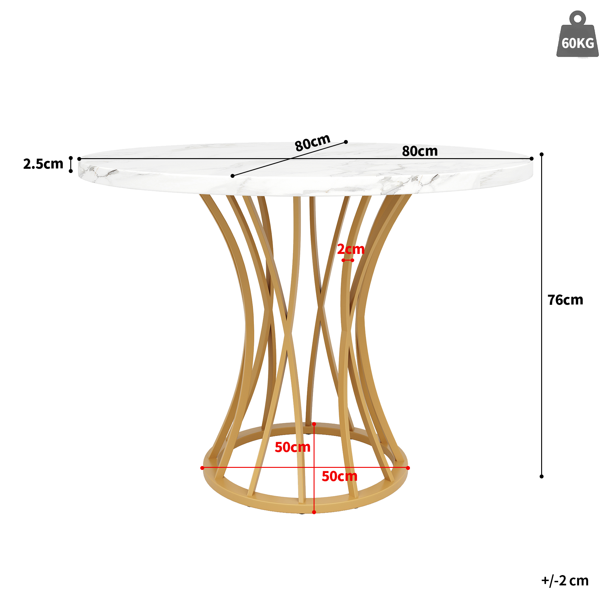 Table ronde doré var vue 2