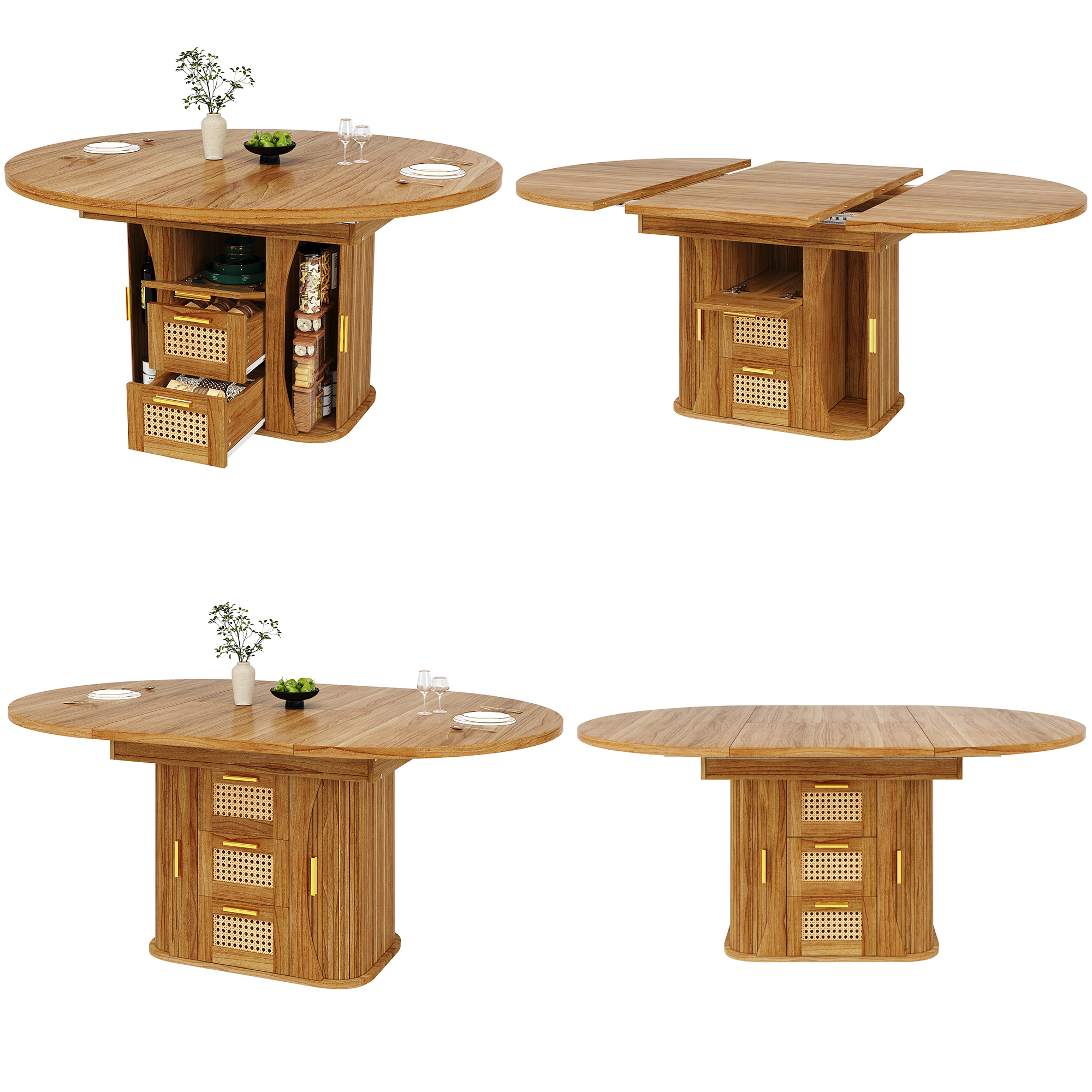 Table de cuisine extensible effet chêne design
