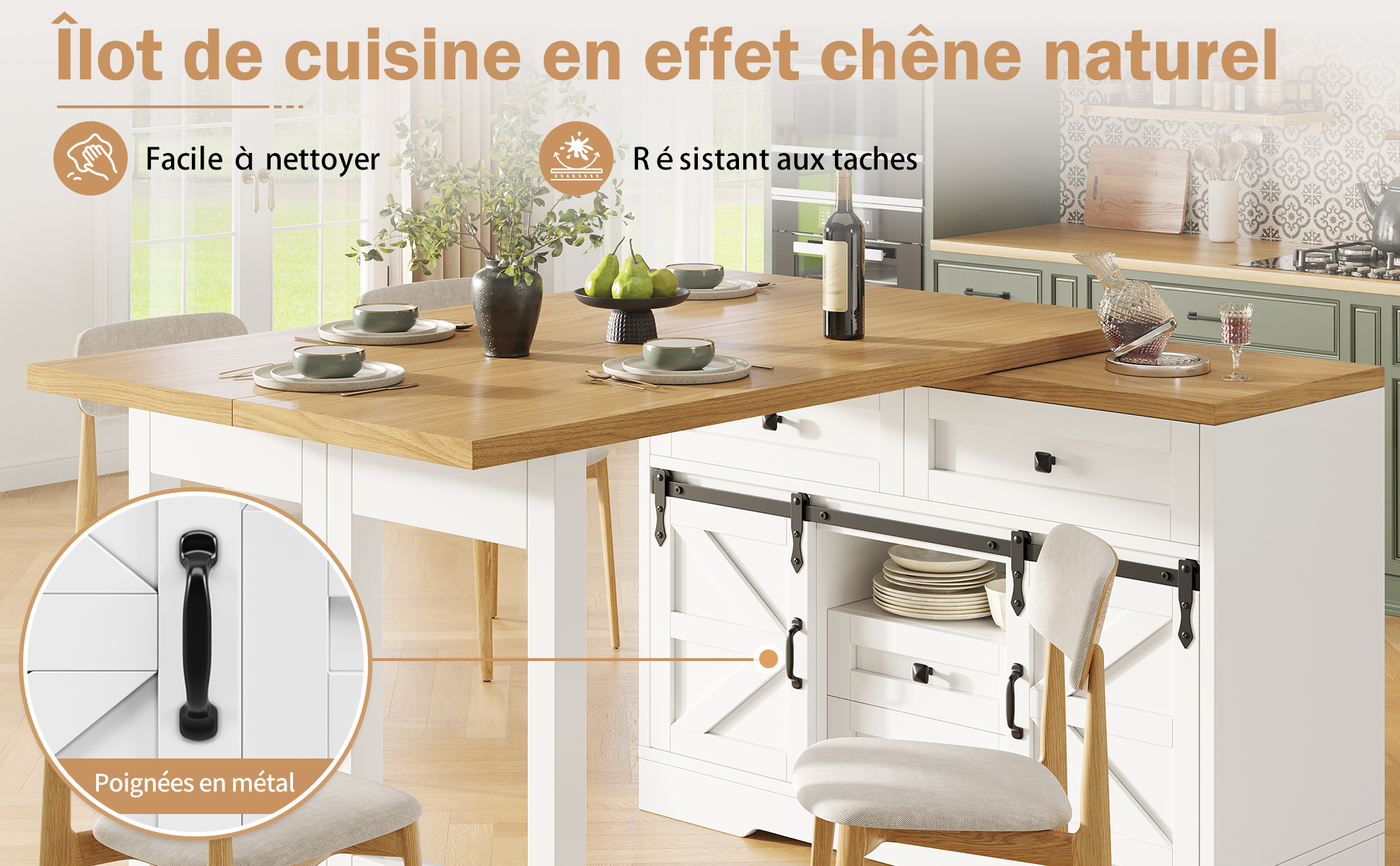 Détail du îlot de cuisine