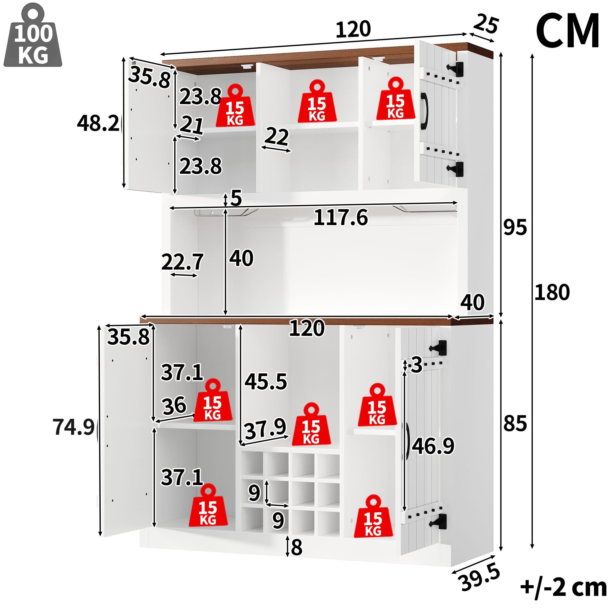 Dimensions du étagère