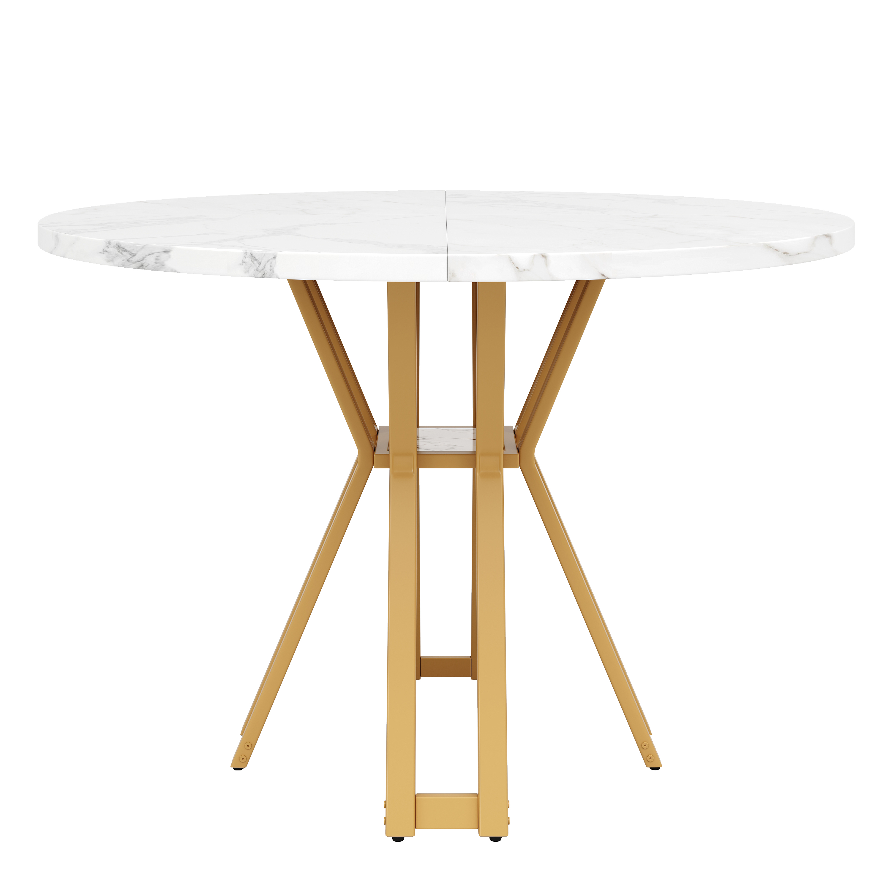 Table ronde doré blanc 100x100 vue 4
