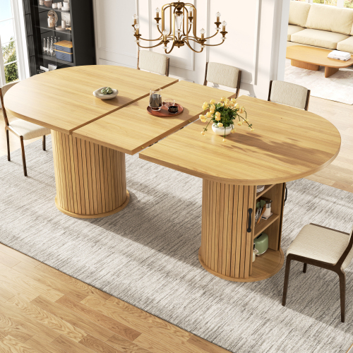 Détails métal et poignées de la table extensible