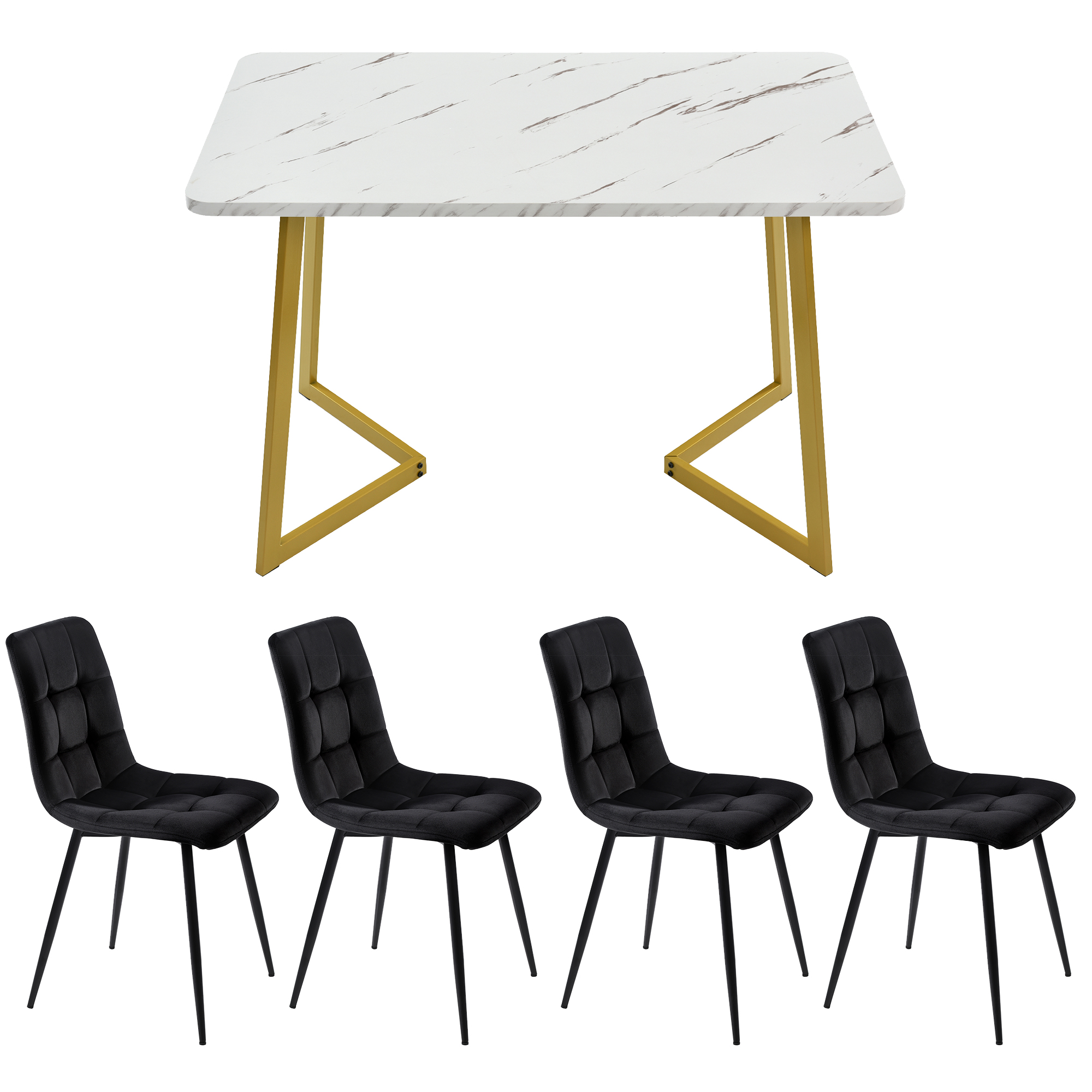 Ensemble table à manger rectangulaire + 4 chaises, design moderne, pour cuisine et salle à manger, style contemporain, confort assise, stabilité, utilisation familiale, facile entretien, élégance, fonctionnalité, durabilité - image 4