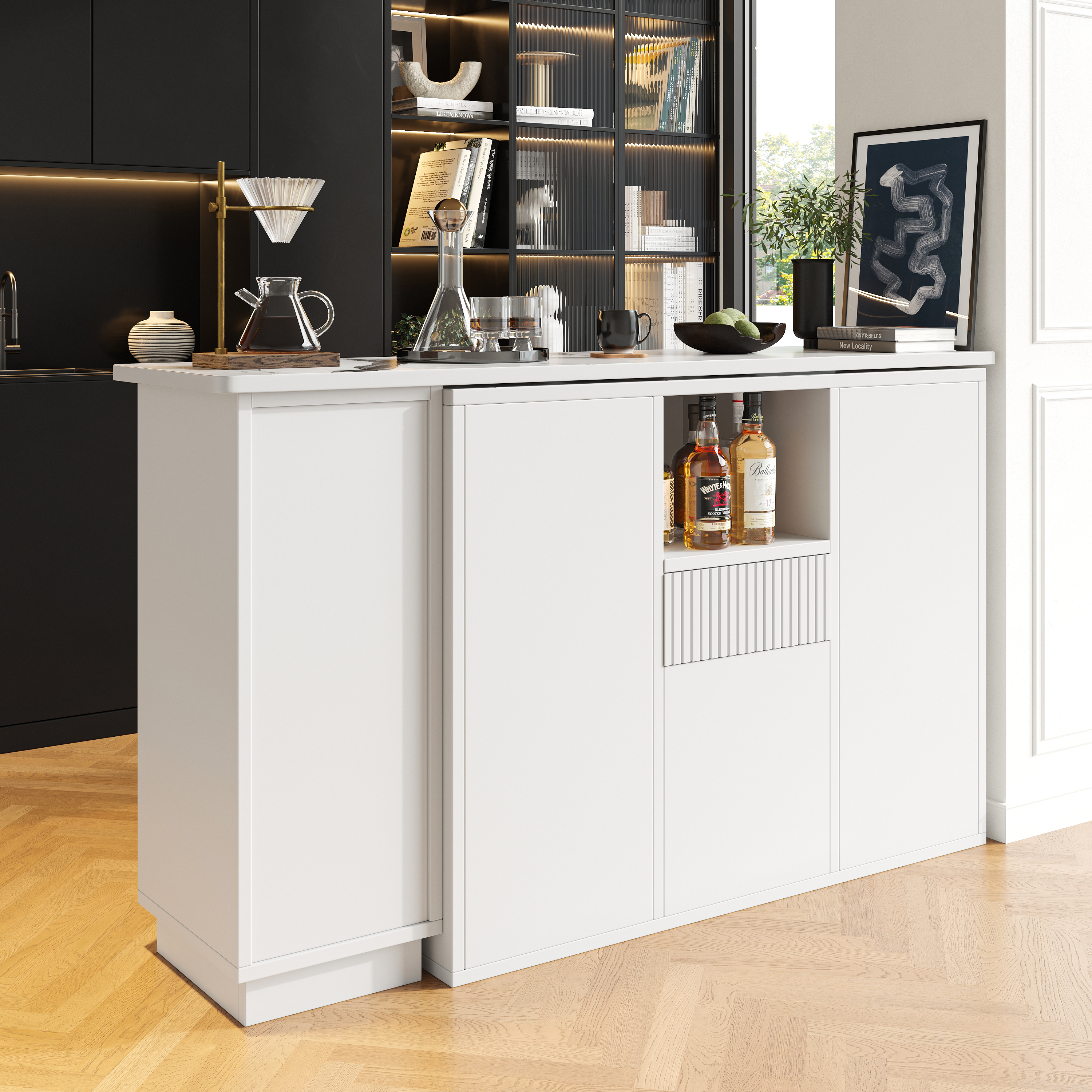 Um 360° drehbarer Bartisch (Hauptkörper 210 x 30 x