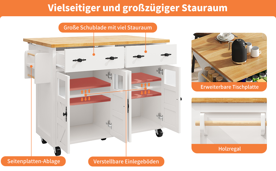 Chariot de service MDF/PB avec portes verre sécurité, plateau extensible, 5 roues (2 avec freins), convertible en buffet, pour cuisine et salon, design moderne, beaucoup de rangement, mobilité, stabilité, fonctionnalité - image 28
