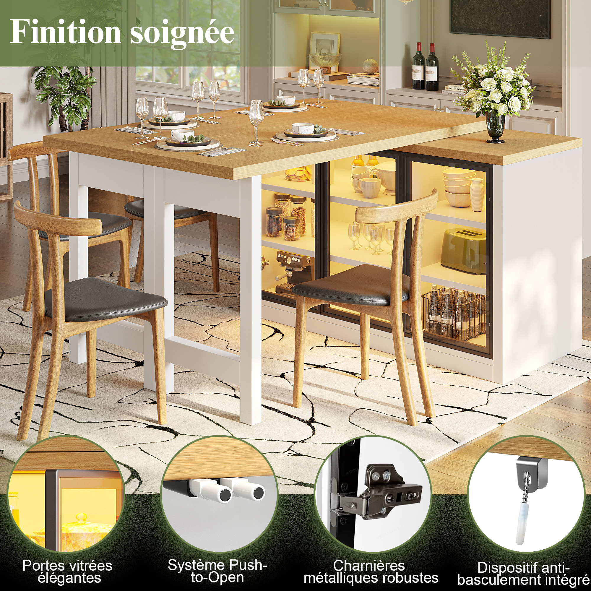 Détail du îlot de cuisine