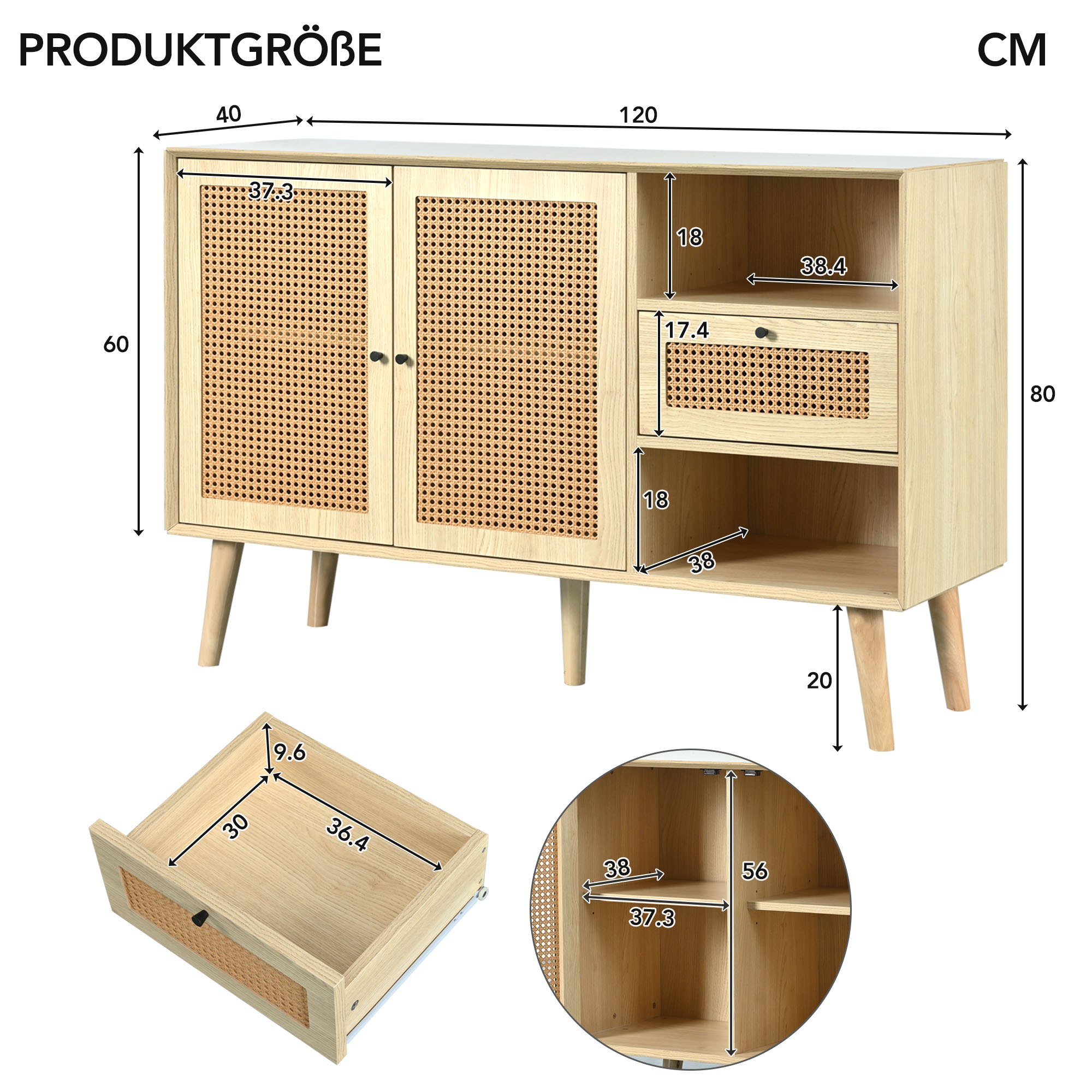 Sideboard, Kommode mit 1 Schubladen  und 2 Magneti