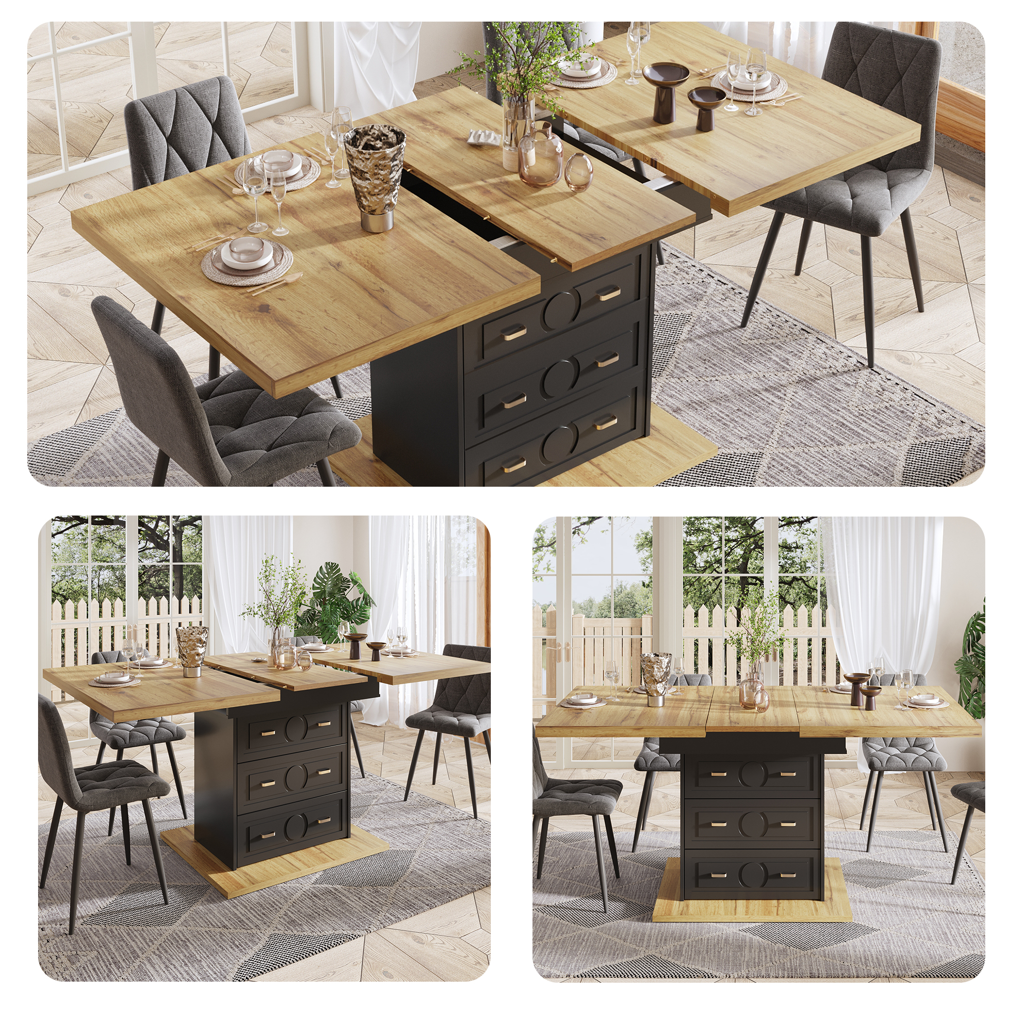 Ausziehbarer Esstisch - Holztisch 110-140 x 80 x 7