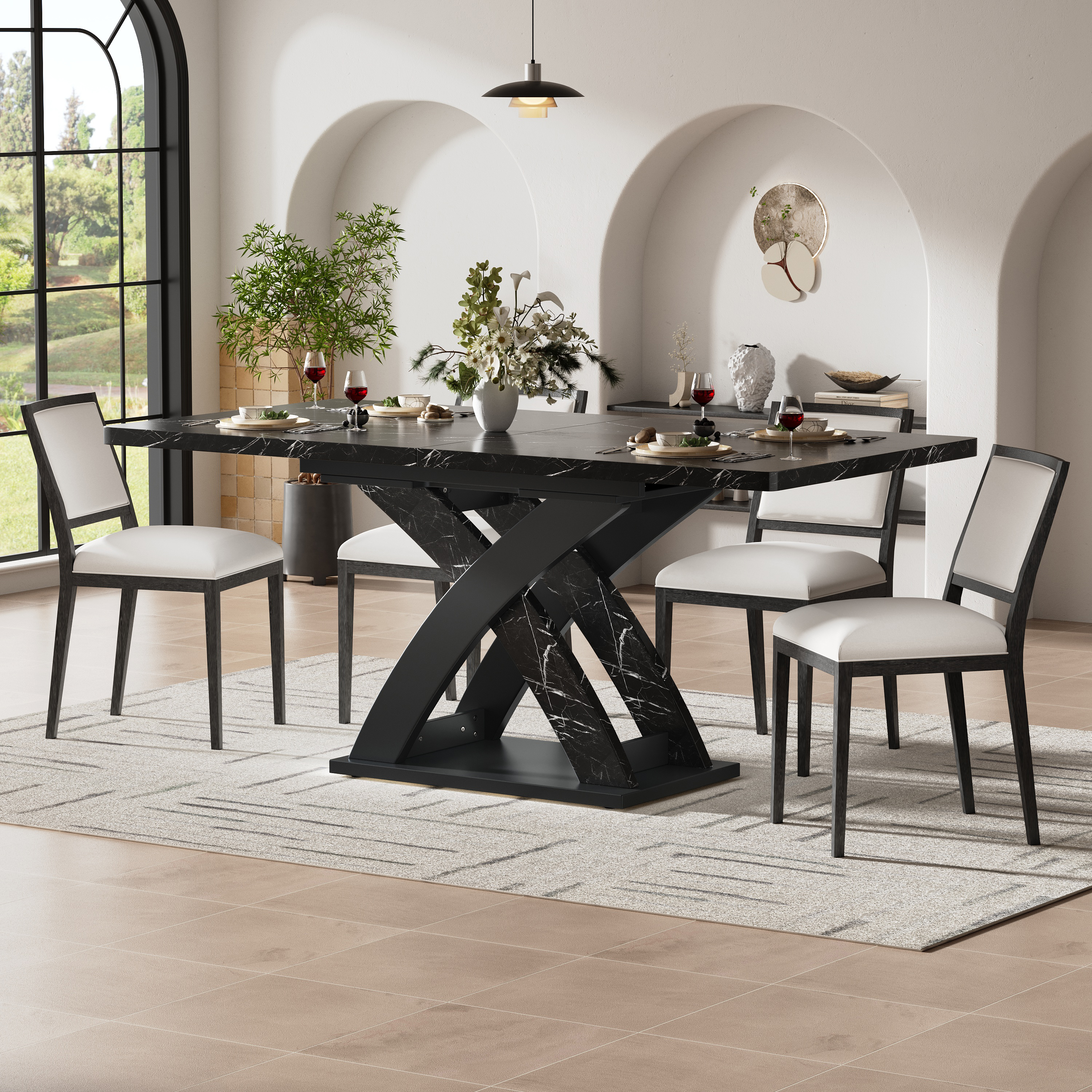 Table extensible noir 120cm vue 1