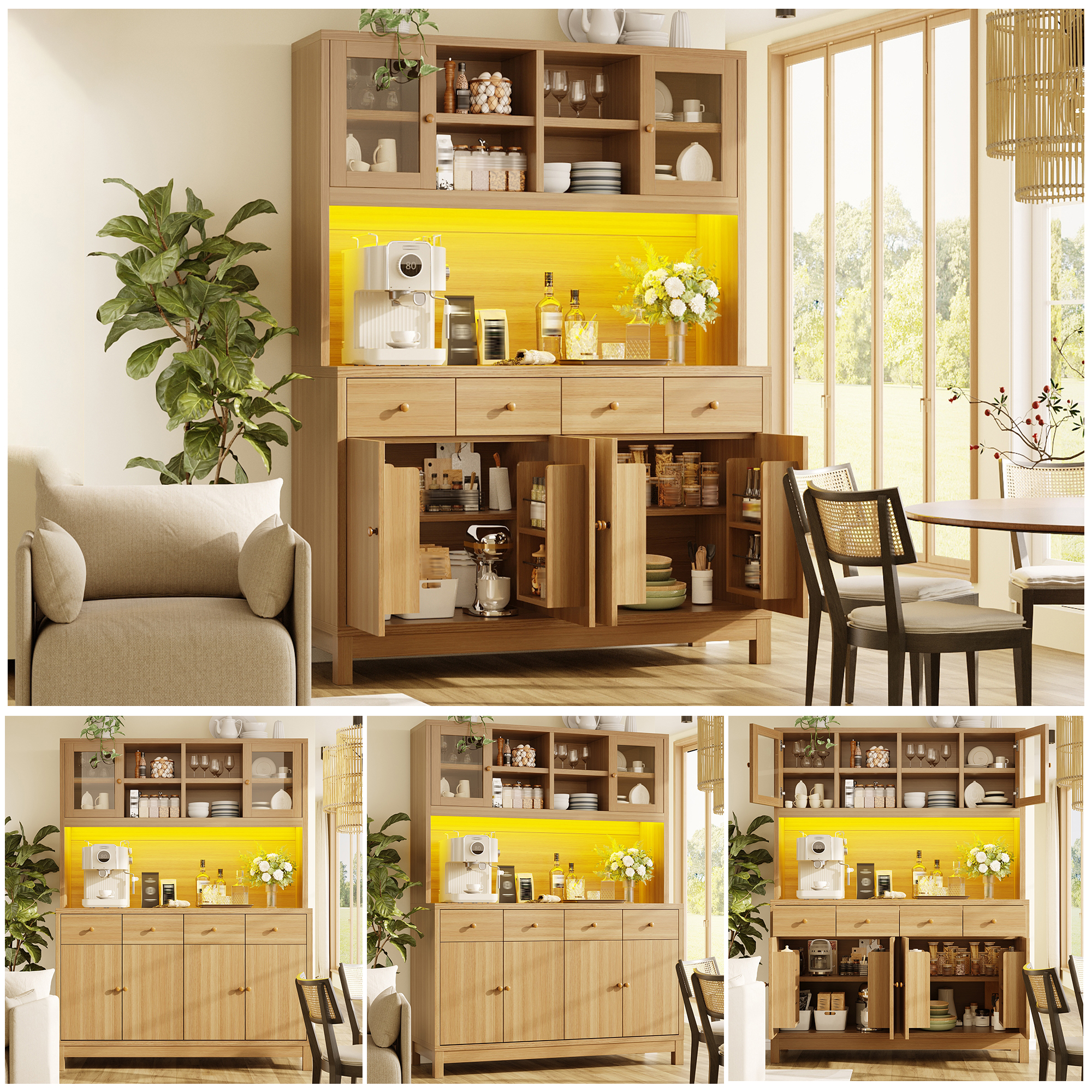 Hochbuffetschrank 140*38.5*180cm mit App-gesteuert